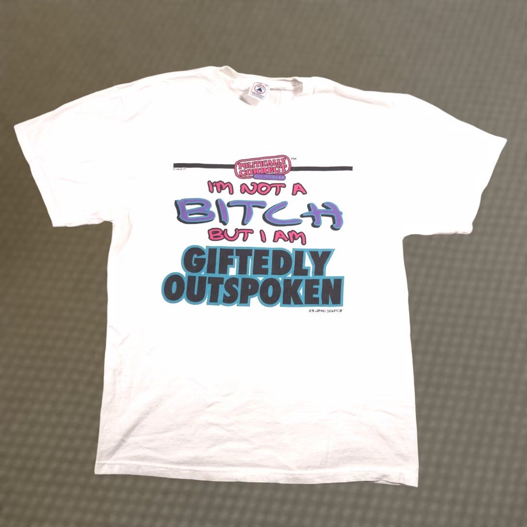 Delta VINTAGE Delta Shirt Mens Large White Politically Correct Giftedly Outspoken 90s Size US L / EU 52-54 / 3 - 1 Thumbnail
