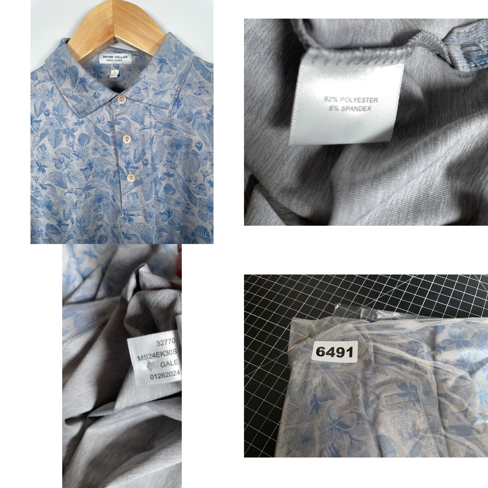 Peter Millar Peter Millar Summer Comfort Polo Shirt Men's Large Gray Blue Floral Pattern Size US L / EU 52-54 / 3 - 8 Thumbnail