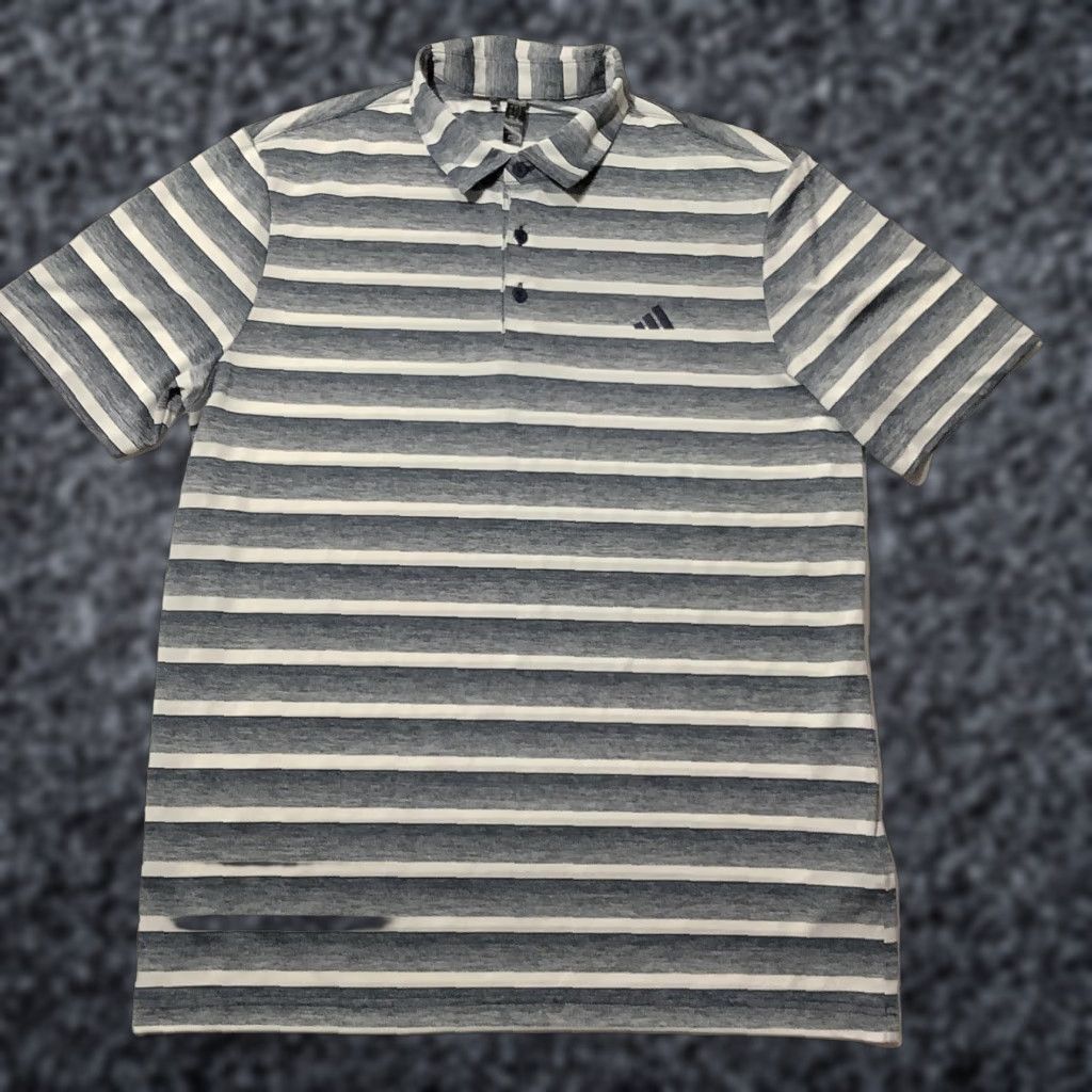 Adidas adidas Polo Shirt Mens L Blue White Striped Performance Golf Knit Athletic Size US L / EU 52-54 / 3 - 1 Thumbnail