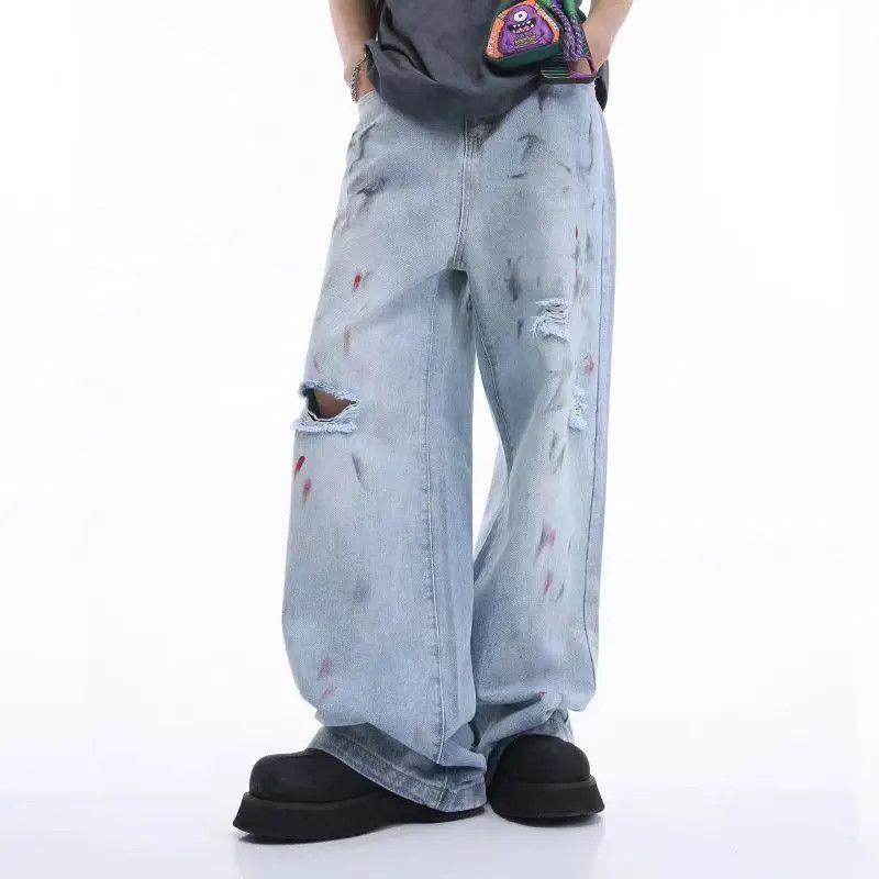 Designer × Japanese Brand Graffiti street Harajuku ripped jeans Size US 32 / EU 48 - 2 Thumbnail