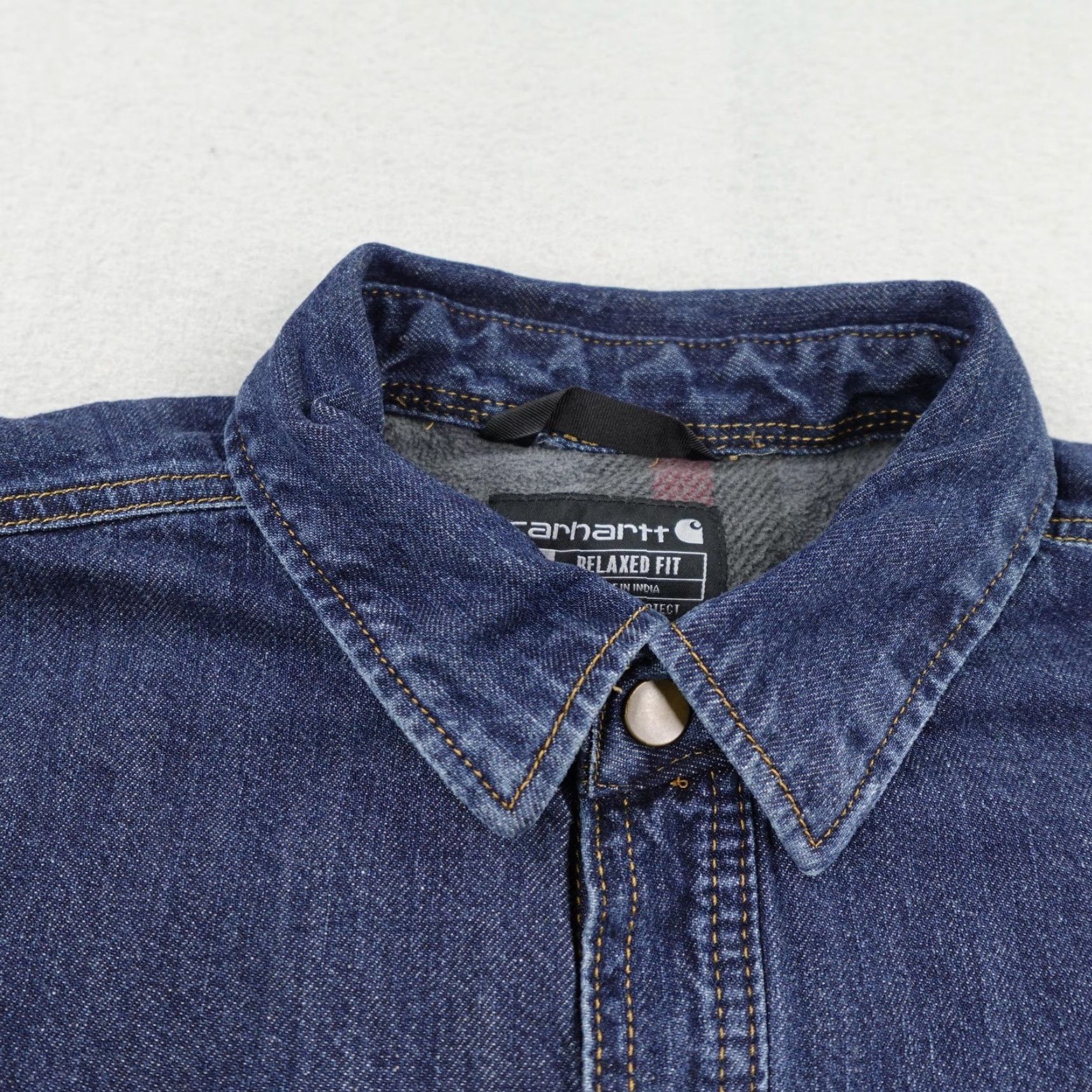 Carhartt Carhartt Jacket XL Blue Denim Relaxed Fit Fleece Lined Snap Shirt Jac Shacket Size US XL / EU 56 / 4 - 2 Thumbnail