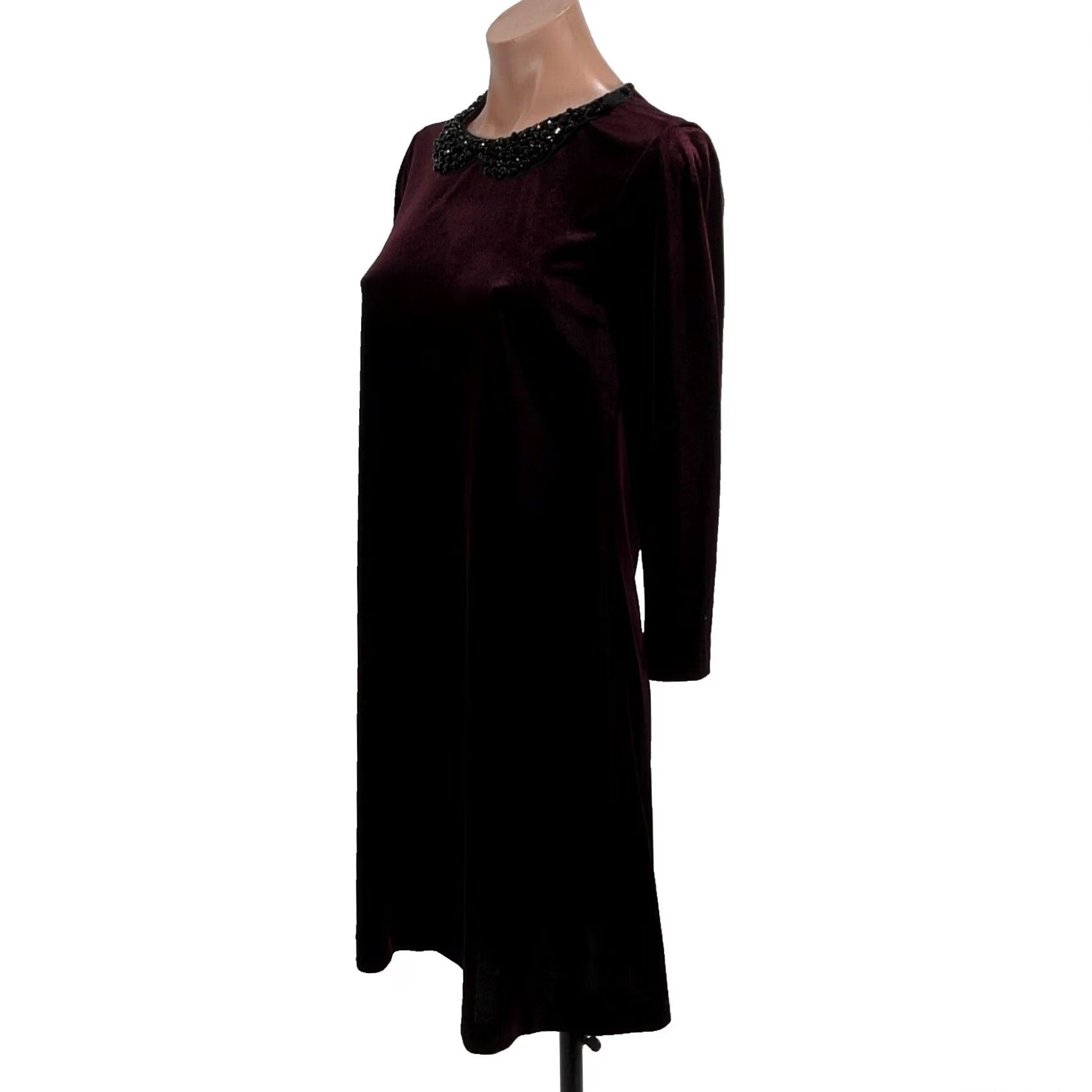Betsey Johnson VINTAGE Betsey Johnson Dress 4 Purple Velvet Beaded Cocktail Whimsigoth Fairy Dress Short 90s Gothic Retro City Bohemian Fashion Women Size S / US 4 / IT 40 - 7 Thumbnail