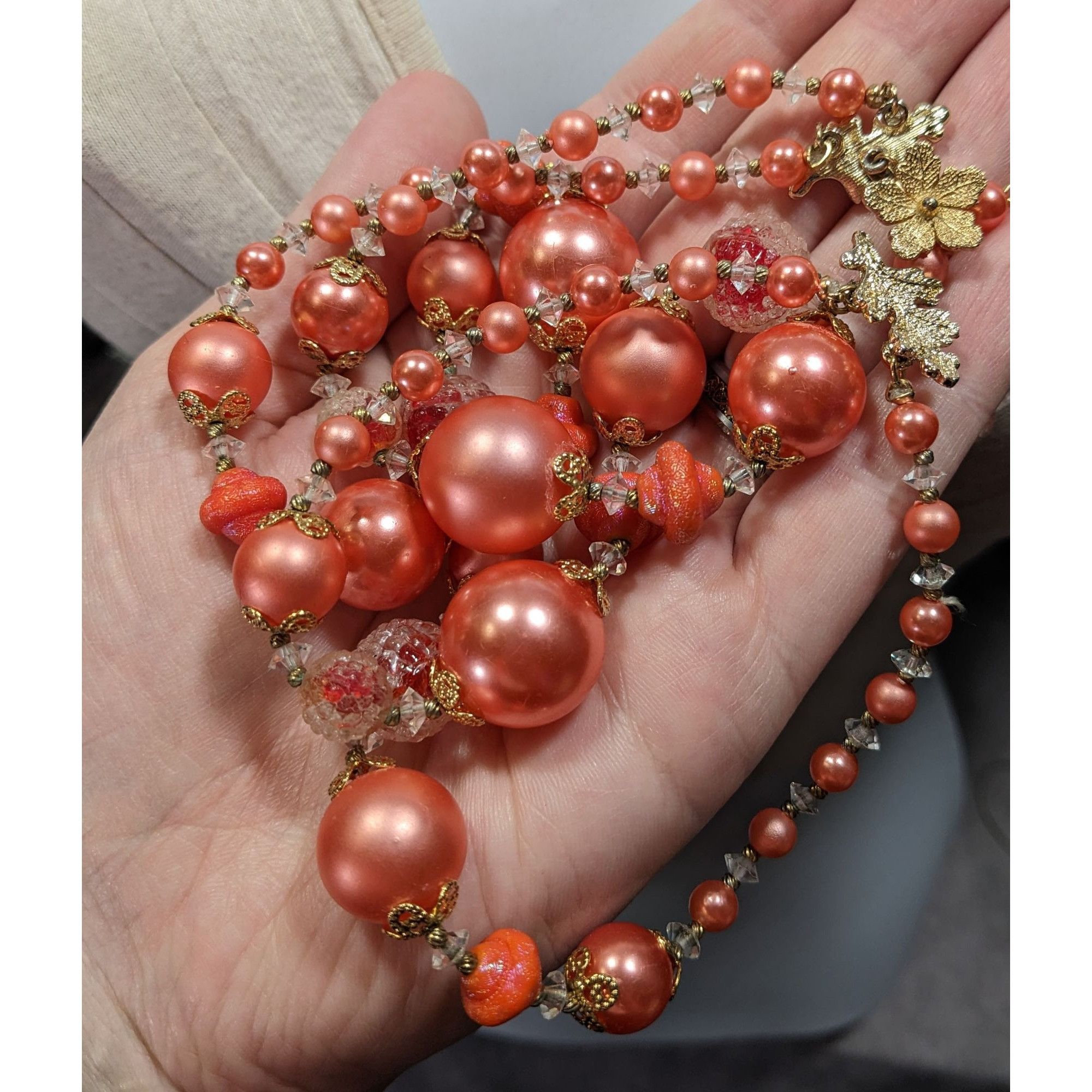 Other Vintage 1940s Rare Vendome Rose Pink Faux Pearl Layered Neck Size ONE SIZE - 5 Thumbnail