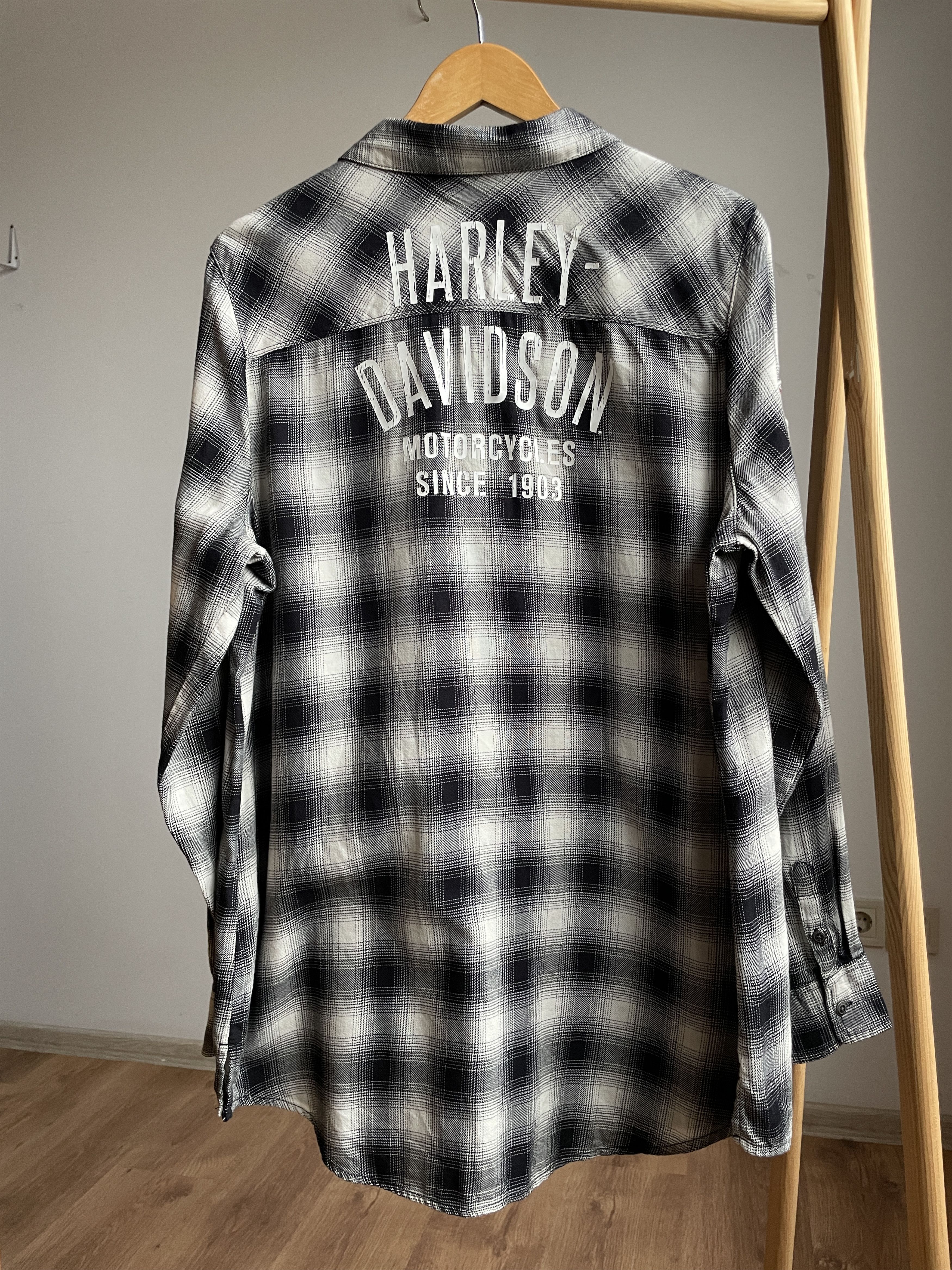 Harley Davidson Harley-Davidson Womens Crackle Print Plaid Shirt Size XL / US 12-14 / IT 48-50 - 2 Thumbnail