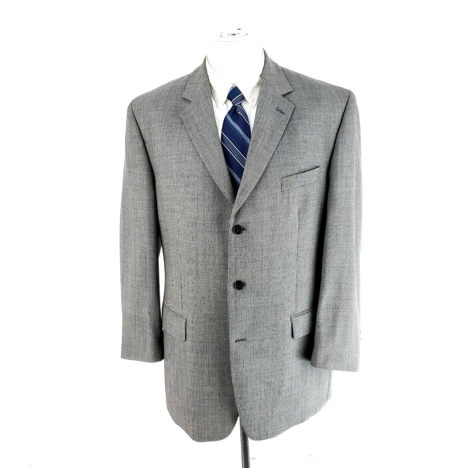 Calvin Klein Calvin Klein Heavy Wool 3 Button Sport Coat 40R Gray Check B Size 40R - 3 Thumbnail