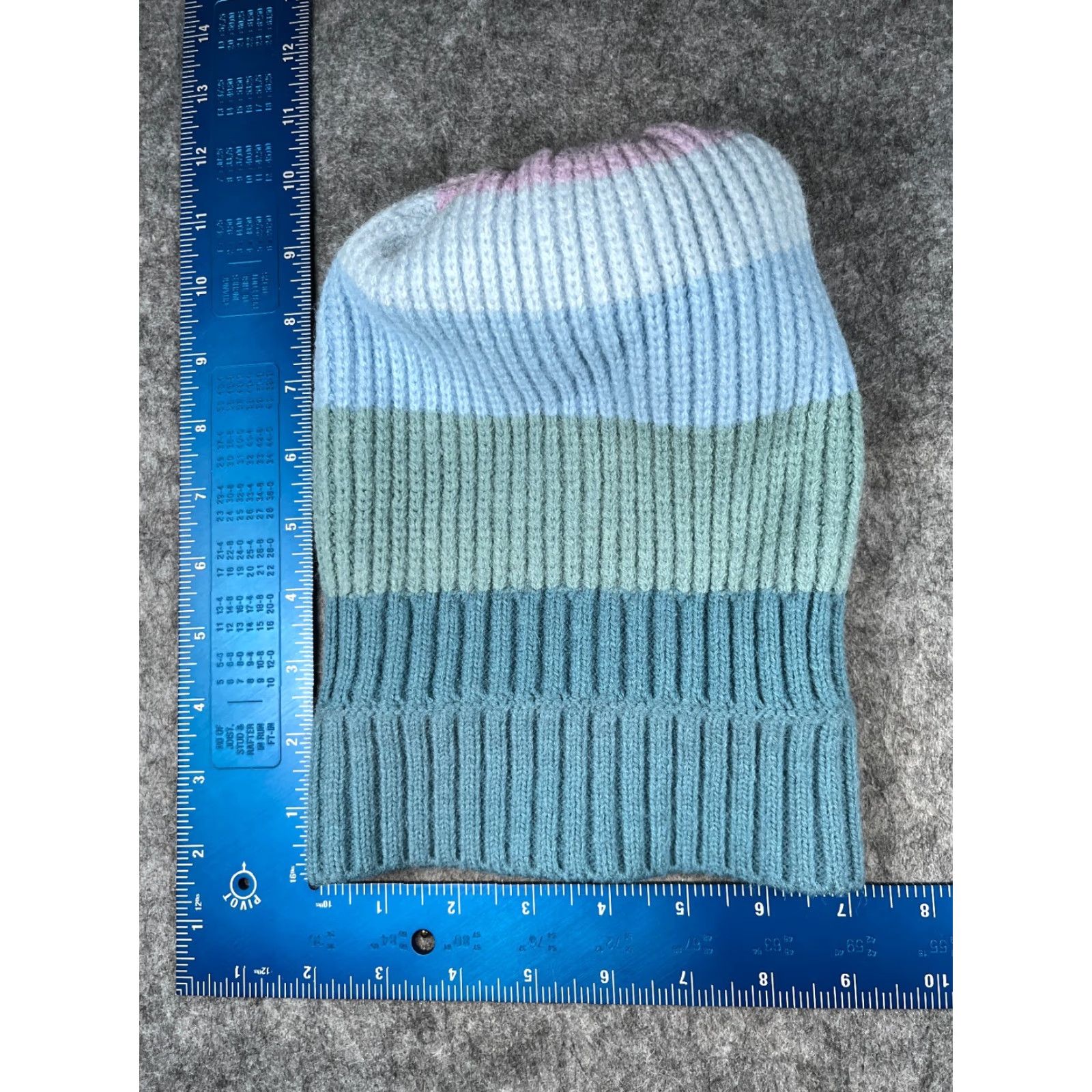 Vintage West Loop Beanie Women One Size Blue Stripe Knit Acrylic Beanie - West Loop Hat Womens Striped Lightweight Ski Theme 90s? Size ONE SIZE - 5 Thumbnail