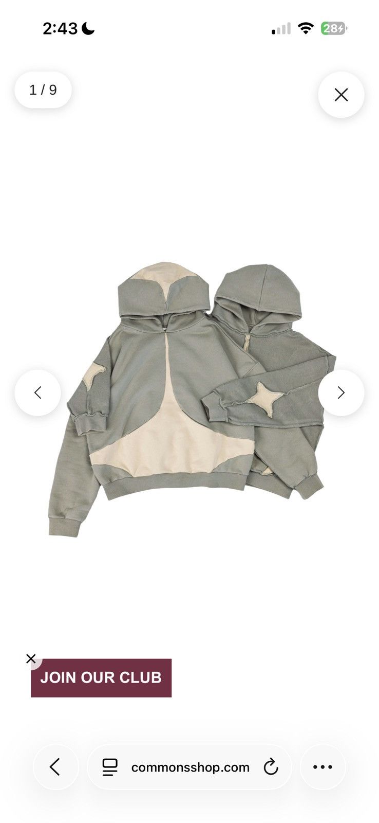 Other Commons Reversible 'Star' Hoodie Sage Common Studios Size US S / EU 44-46 / 1 - 8 Thumbnail
