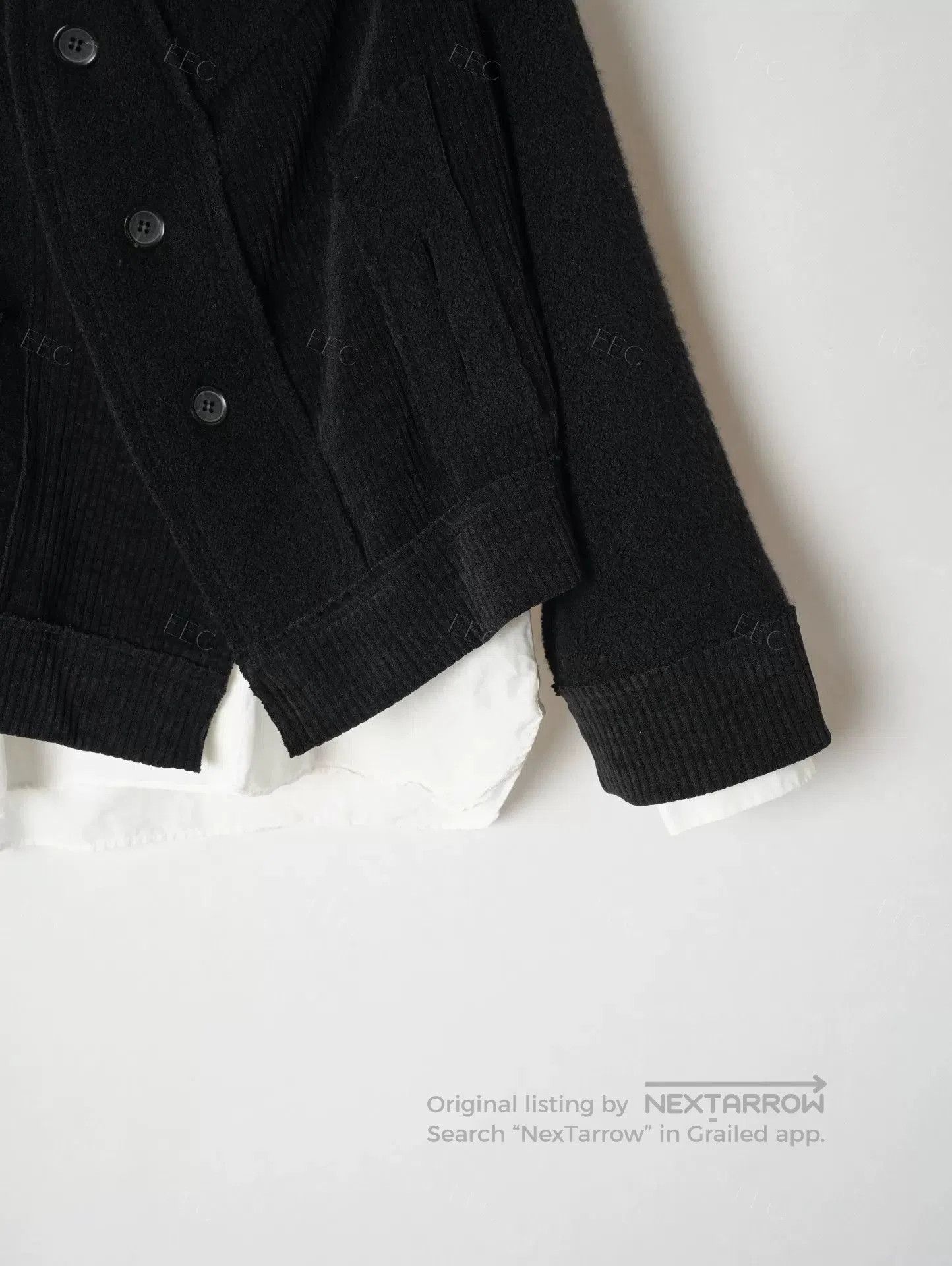 Y's Yohji Yamamoto Black Mixed Material Jacket. Size M / US 6-8 / IT 42-44 - 5 Thumbnail