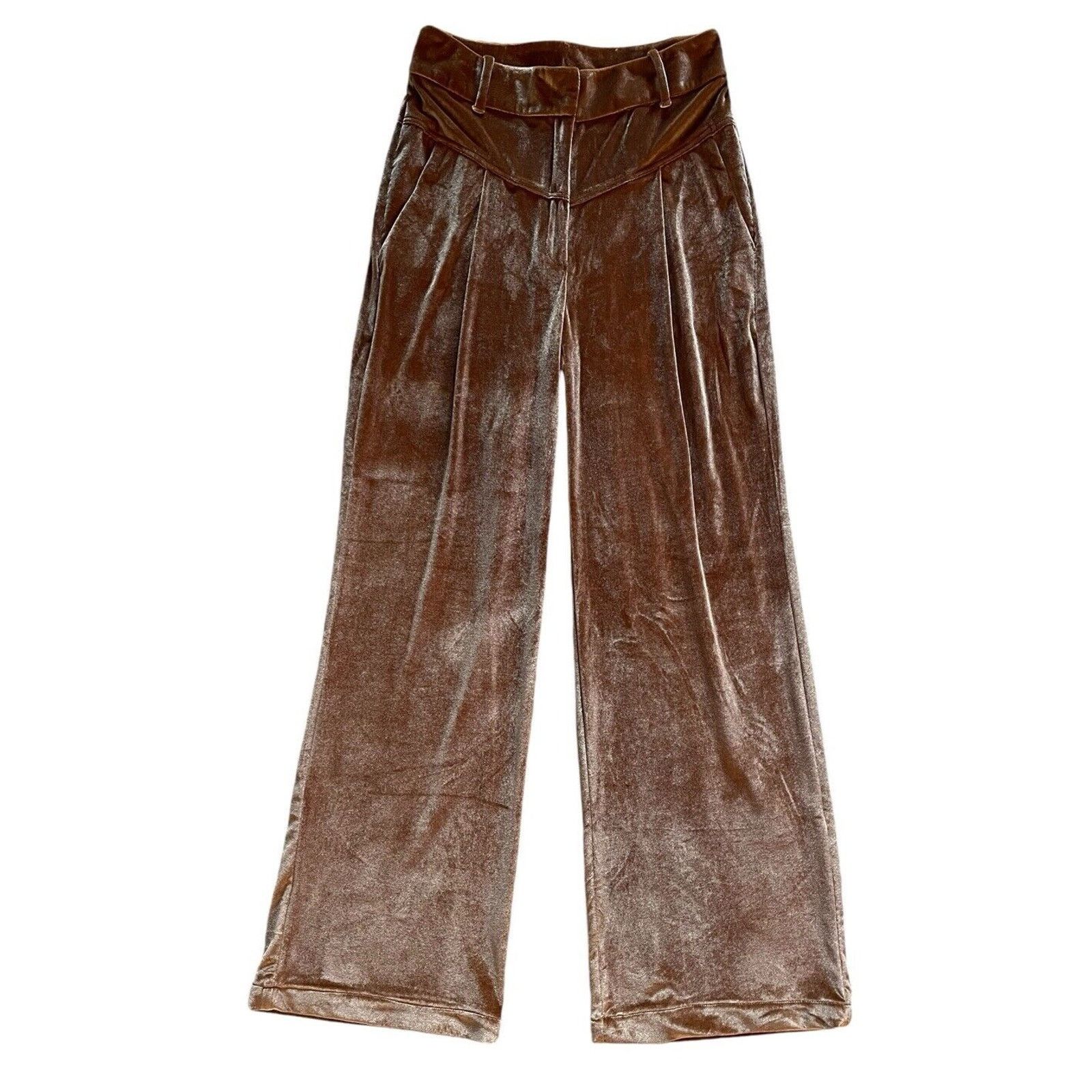 Other Stella Pardo High Waist Wide Leg Velour Camel Velour Small Size 27" / US 4 / IT 40 - 6 Thumbnail