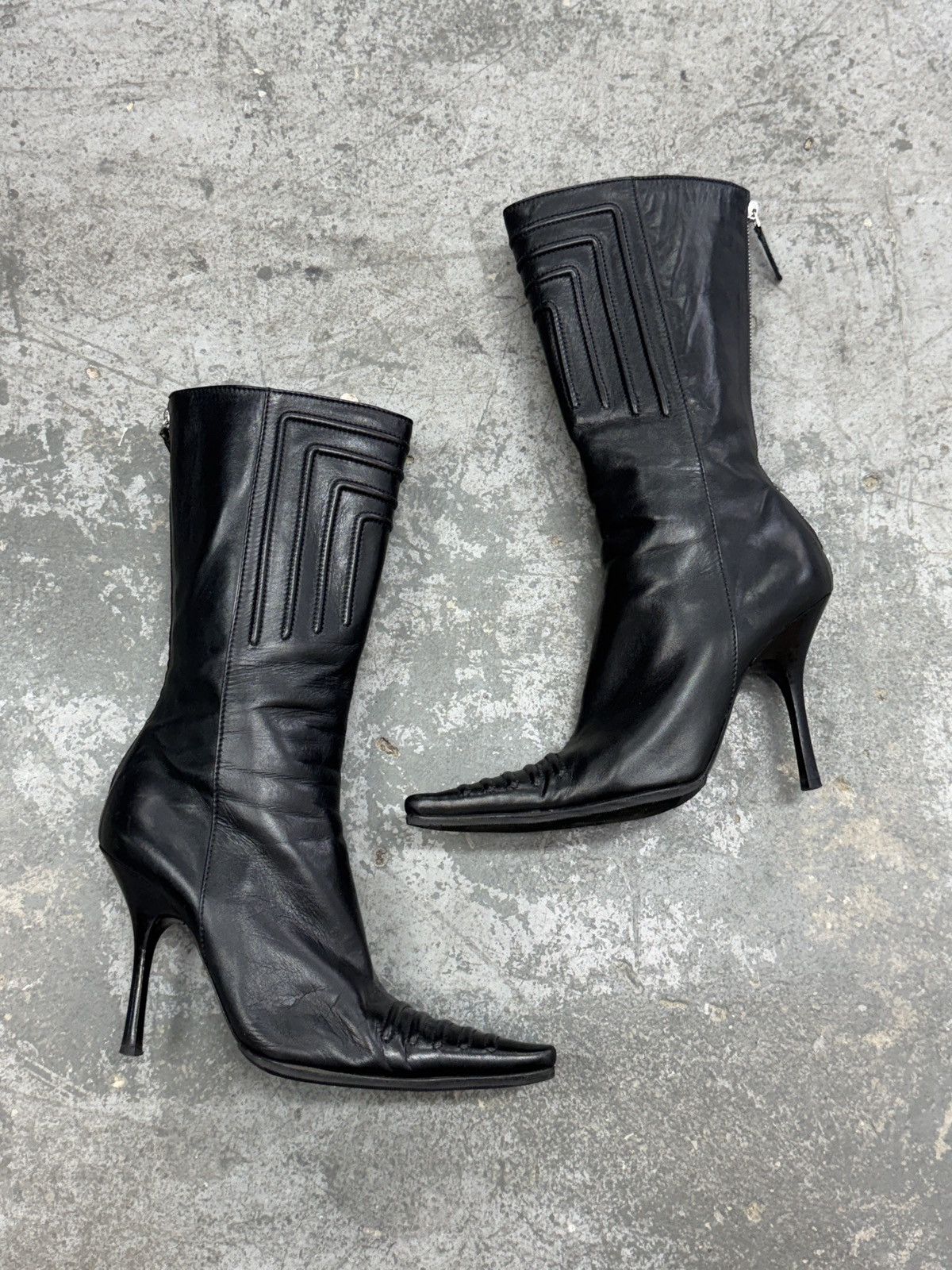 Vintage y2k Archive Real Leather Heels Vintage Boots Size US 7 / IT 37 - 1 Thumbnail