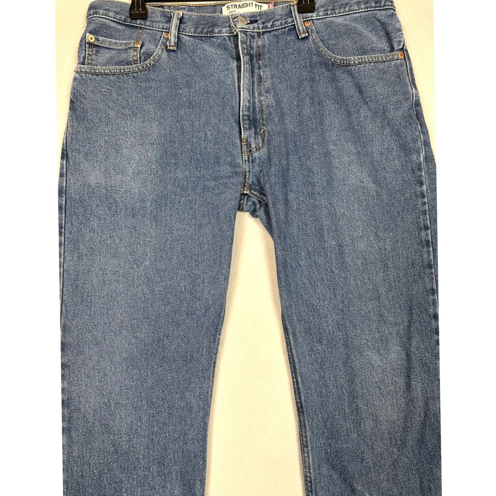 Levi's Levis 505 Jeans Mens 38X32 Blue Straight Fit 5 Pocket Red Tab Casual Denim Pants Size US 38 / EU 54 - 3 Thumbnail