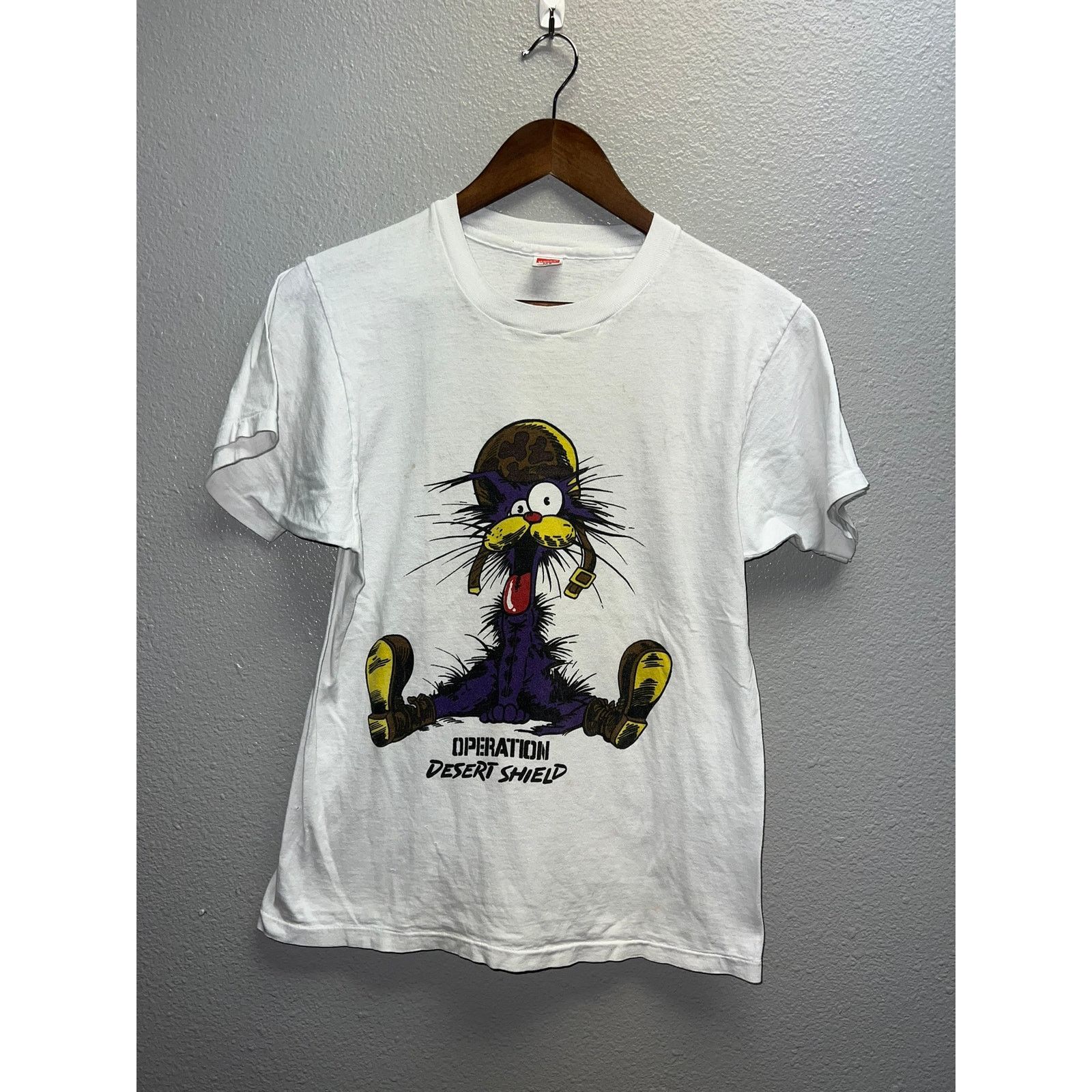 Hanes Vintage Operation Desert Shield Shirt Bill The Cat Tee 90s M Size US M / EU 48-50 / 2 - 1 Thumbnail