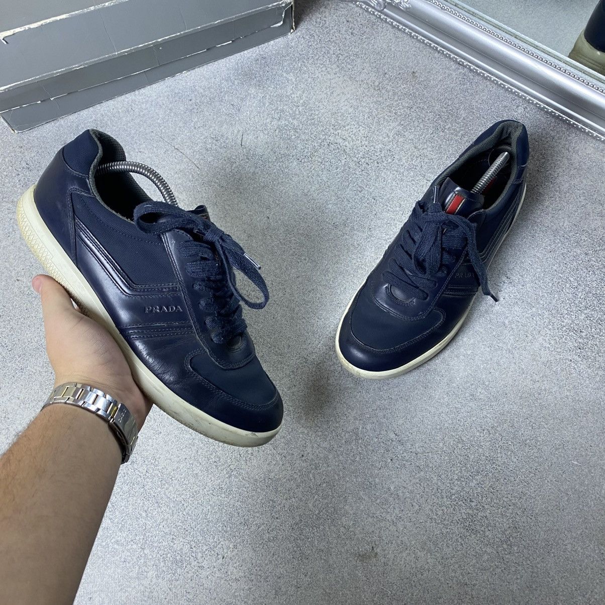 Prada PRADA Sneakers Leather Shoes Blue Size 7 Size US 7 / EU 40 - 1 Thumbnail