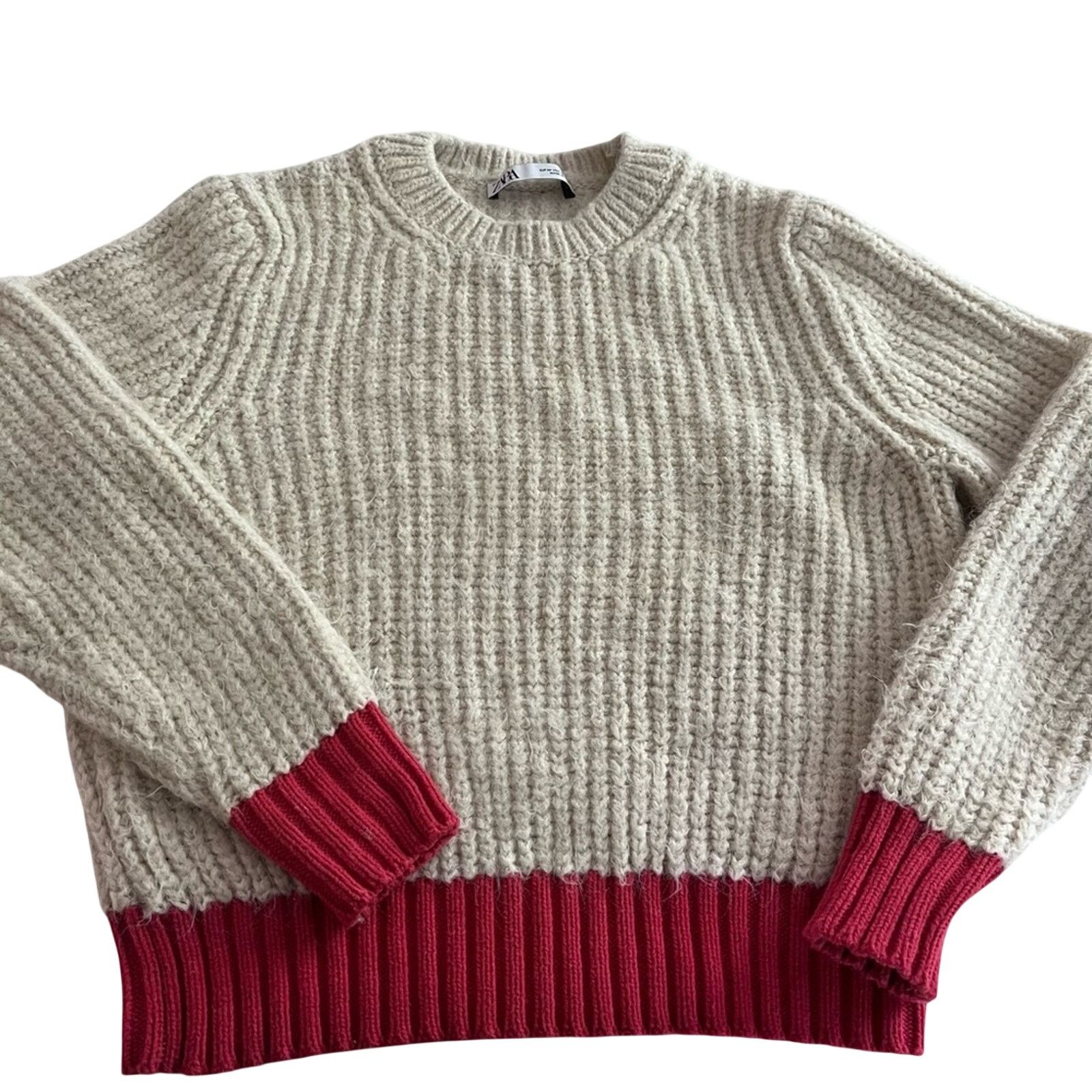 Zara Zara Vintage-Inspired Rib Knit Sweater Cream Tan Size S / US 4 / IT 40 - 2 Thumbnail
