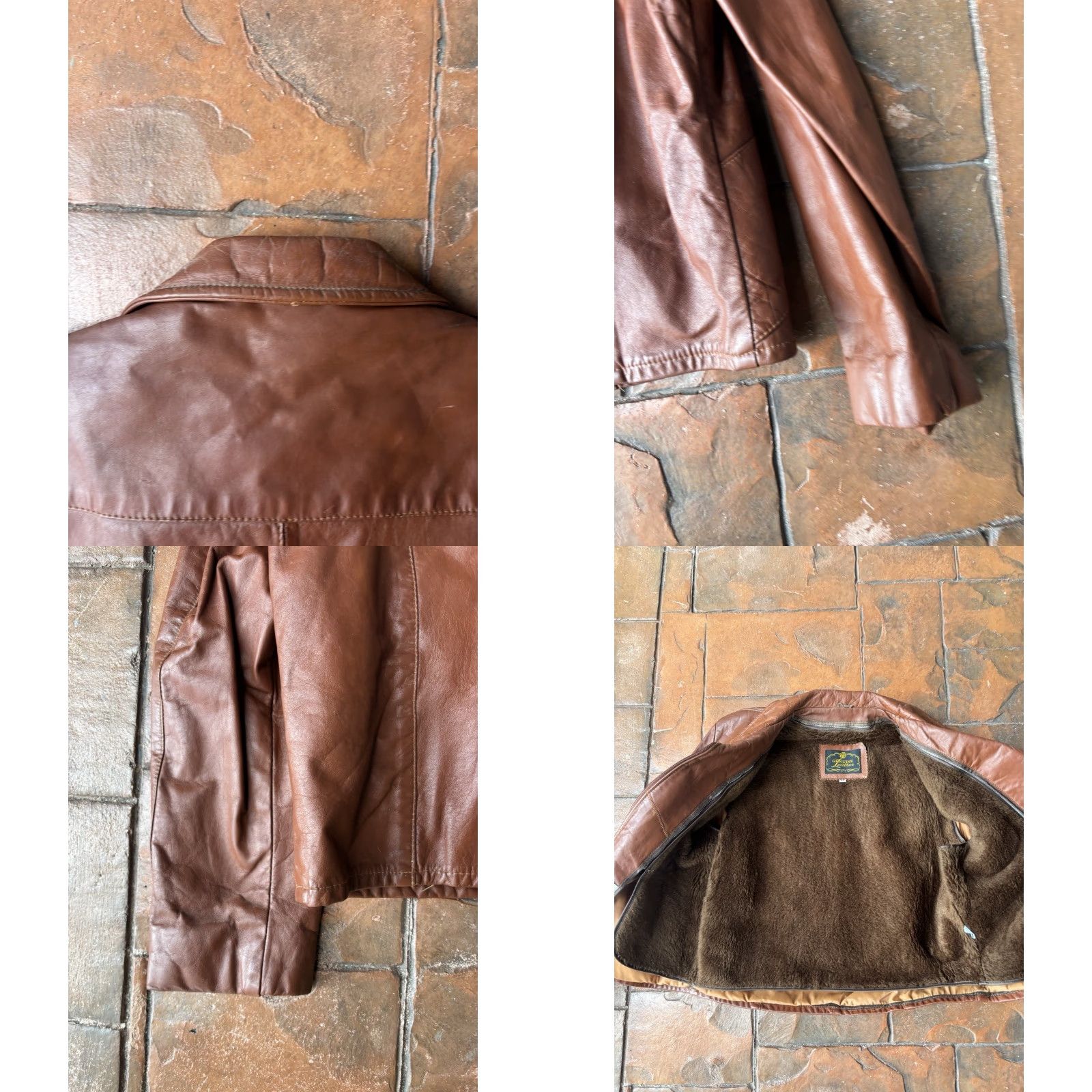 Vintage VINTAGE Genuine Leather Jacket Mens Overcoat 42 Fur Lined Brown Leather Wool Insulation Regular Size 42 70s Cowboy Biker Winter Fall Spring Summer Size US XS / EU 42 / 0 - 9 Thumbnail