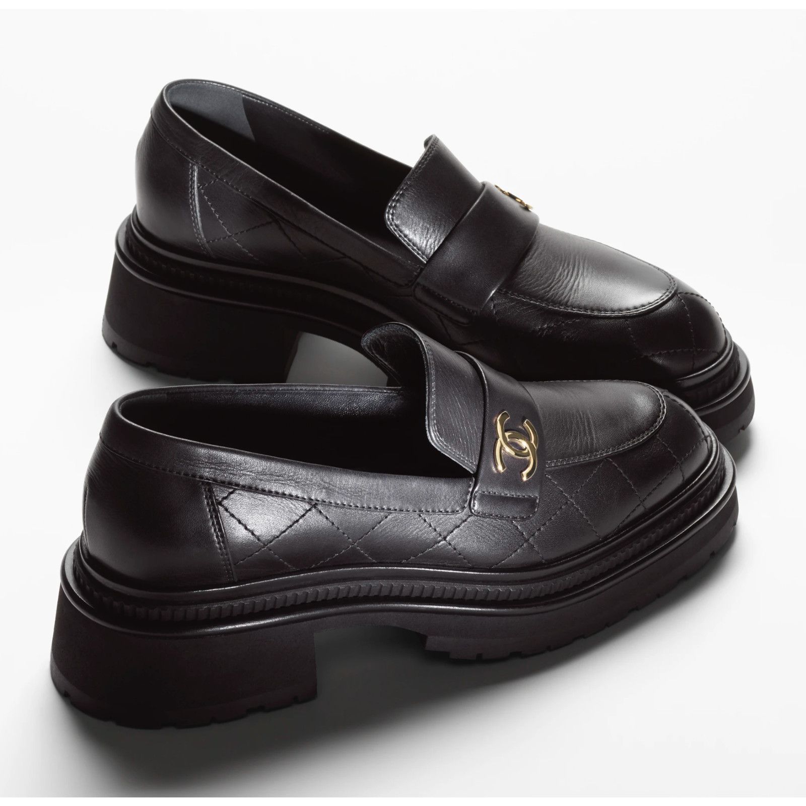 Chanel 23A Calfskin Leather Quilted CC Logo Flat Platform Loafer 38 Size US 8 / IT 38 - 5 Thumbnail