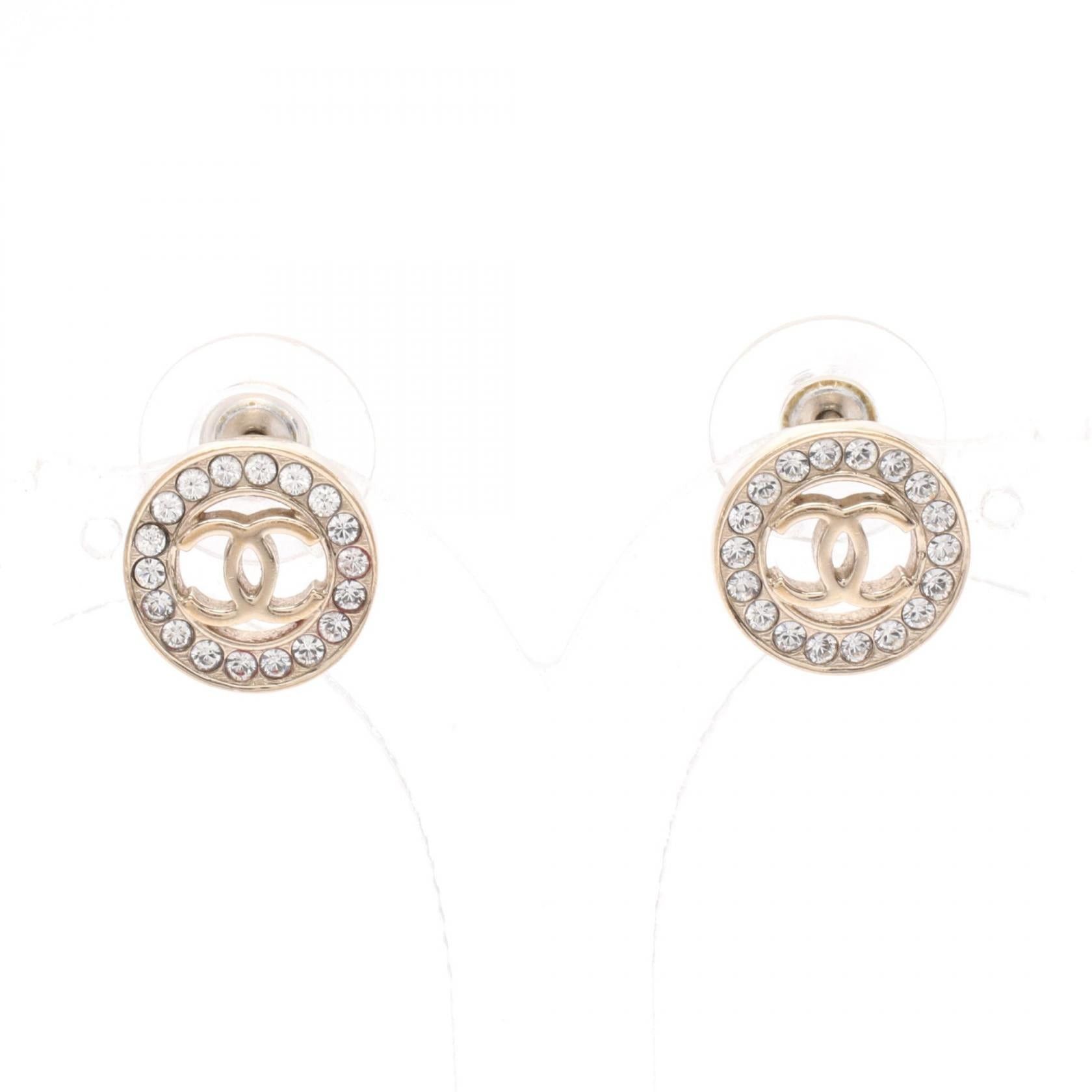 Chanel Chanel Coco Mark Earrings Gp Rhinestone Gold Clear B20B Size ONE SIZE - 1 Thumbnail