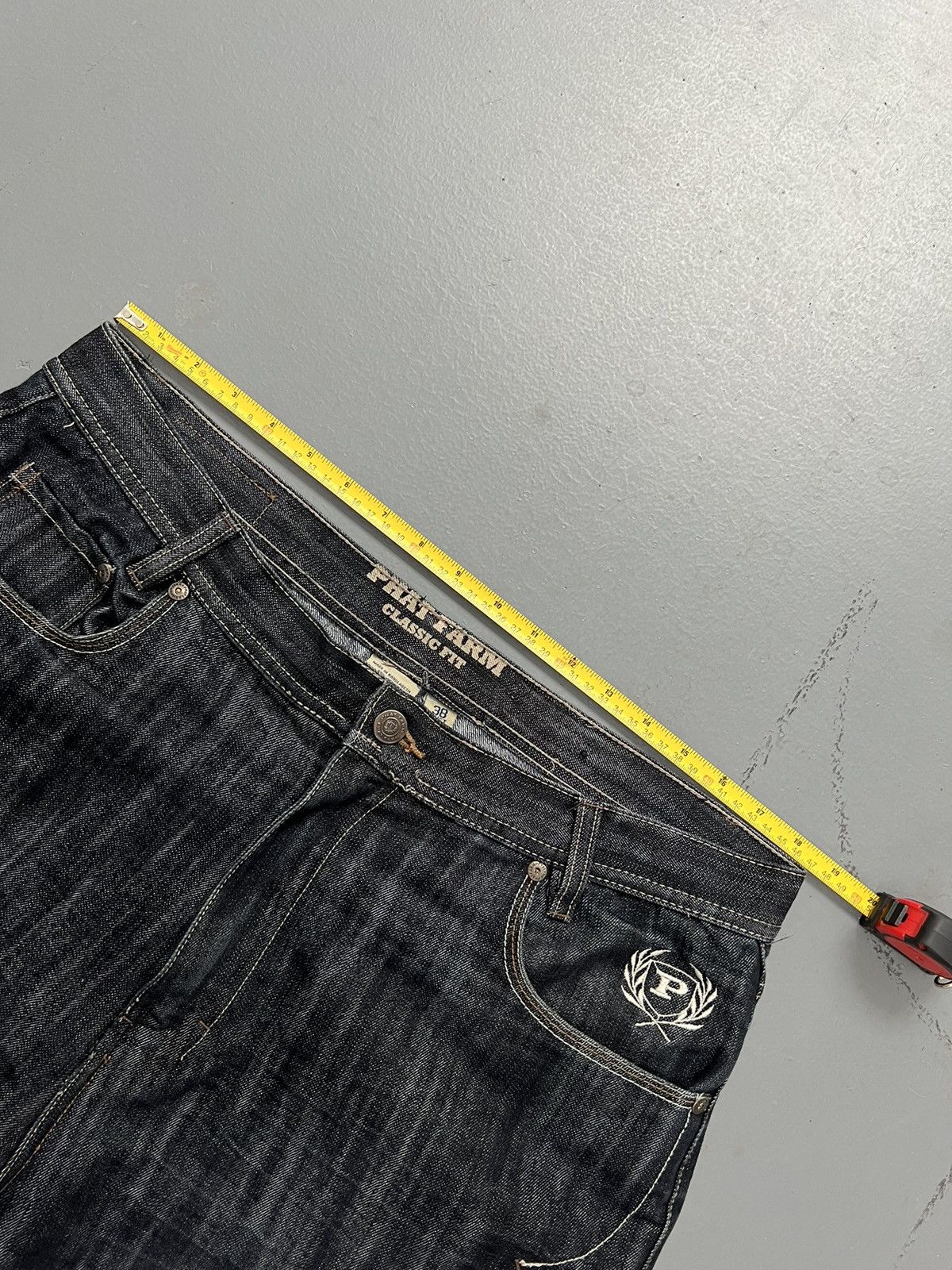 Japanese Brand × Vintage Vintage Y2K Phat farm black denim shiny baggy jeans Size US 36 / EU 52 - 6 Thumbnail