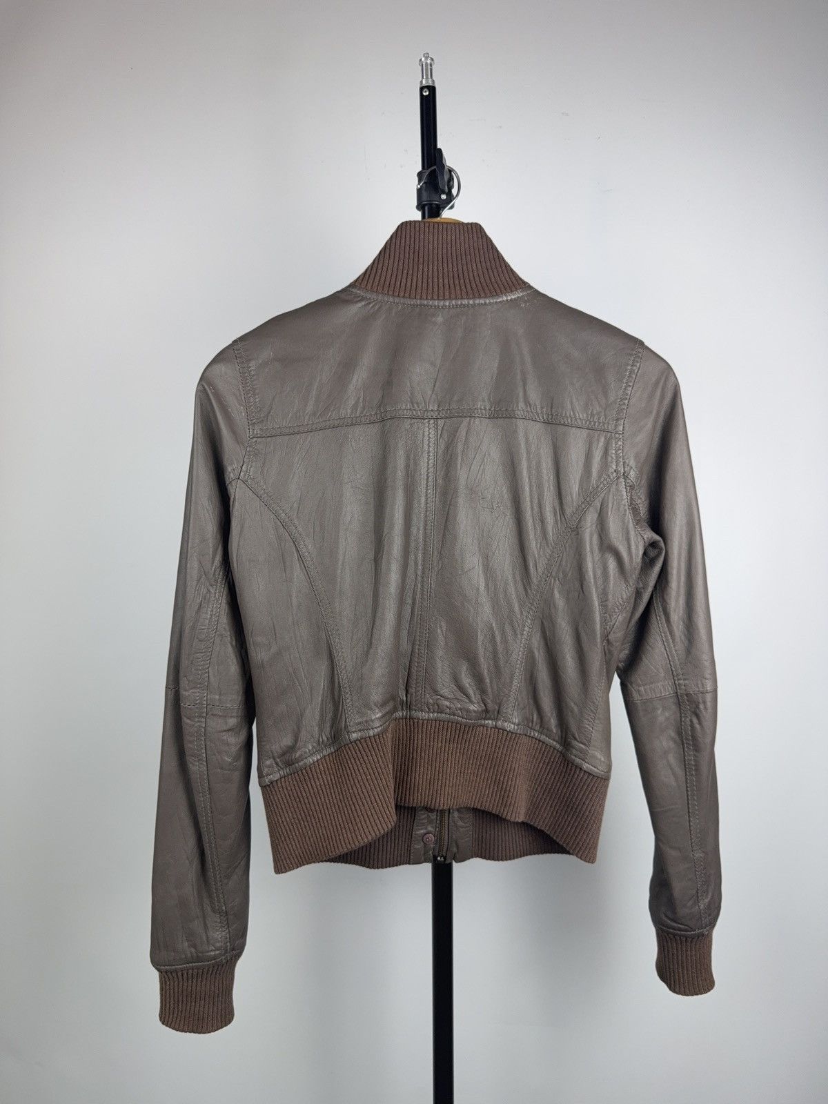 Genuine Leather Saint Tropez Cropped Rock Punk Leather Bomber Jacket XS Y2K Size XS / US 0-2 / IT 36-38 - 9 Thumbnail
