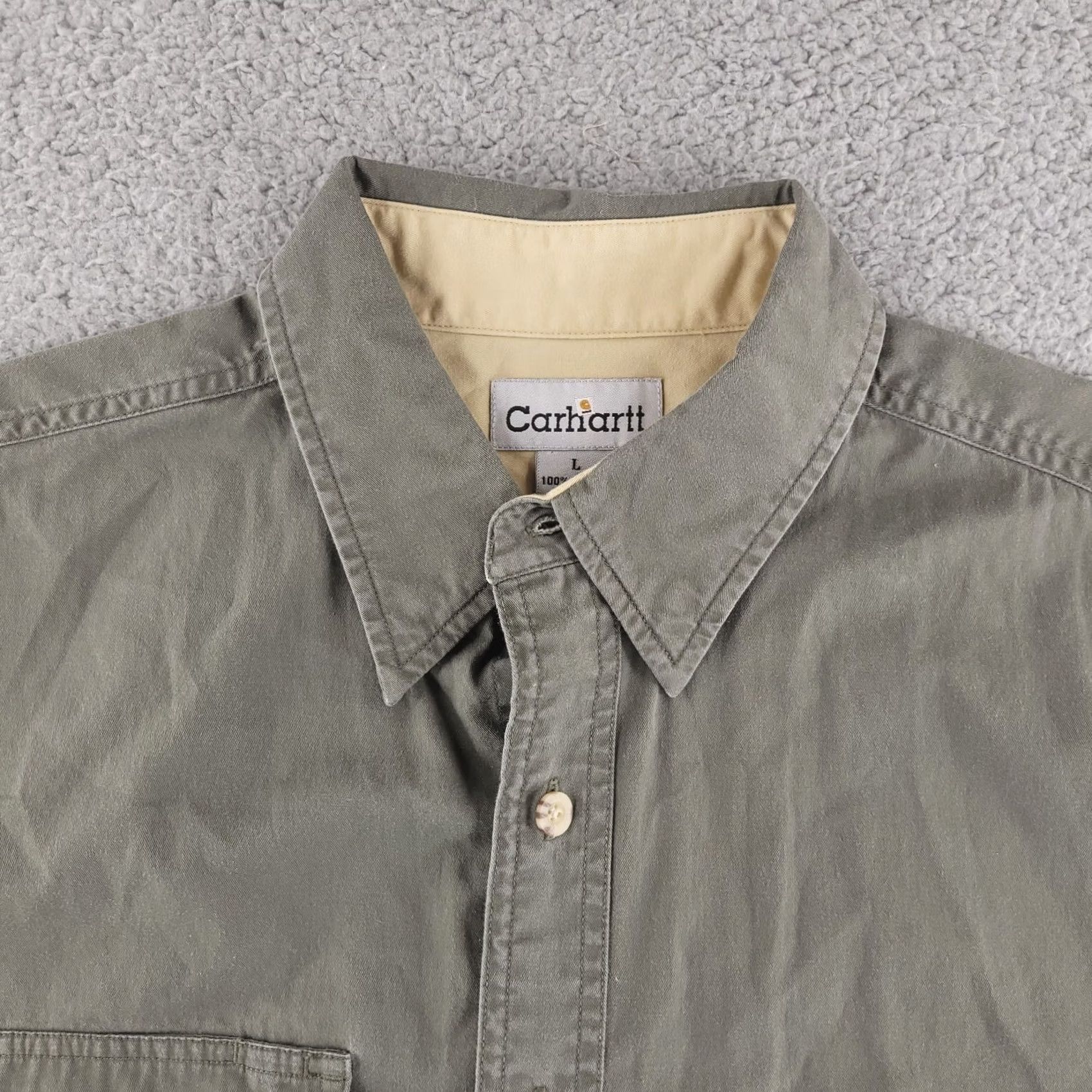 Carhartt Carhartt Shirt Mens Large Green Button-Up Short Sleeve Work Chore Relaxed Fit Size US L / EU 52-54 / 3 - 4 Thumbnail