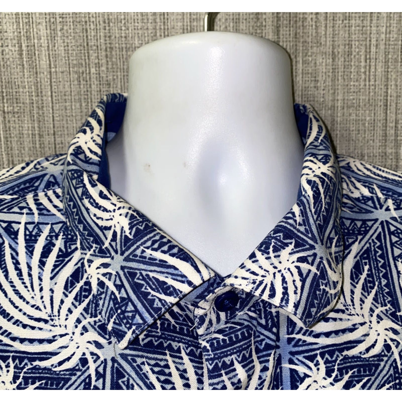 Nat Nast Nat Nast Mens Blue/White Graphic Button Front Shirt 2XL Regular Button-Down Collared Short Sleeve Silk Cotton Vintage No Size US XXL / EU 58 / 5 - 3 Thumbnail