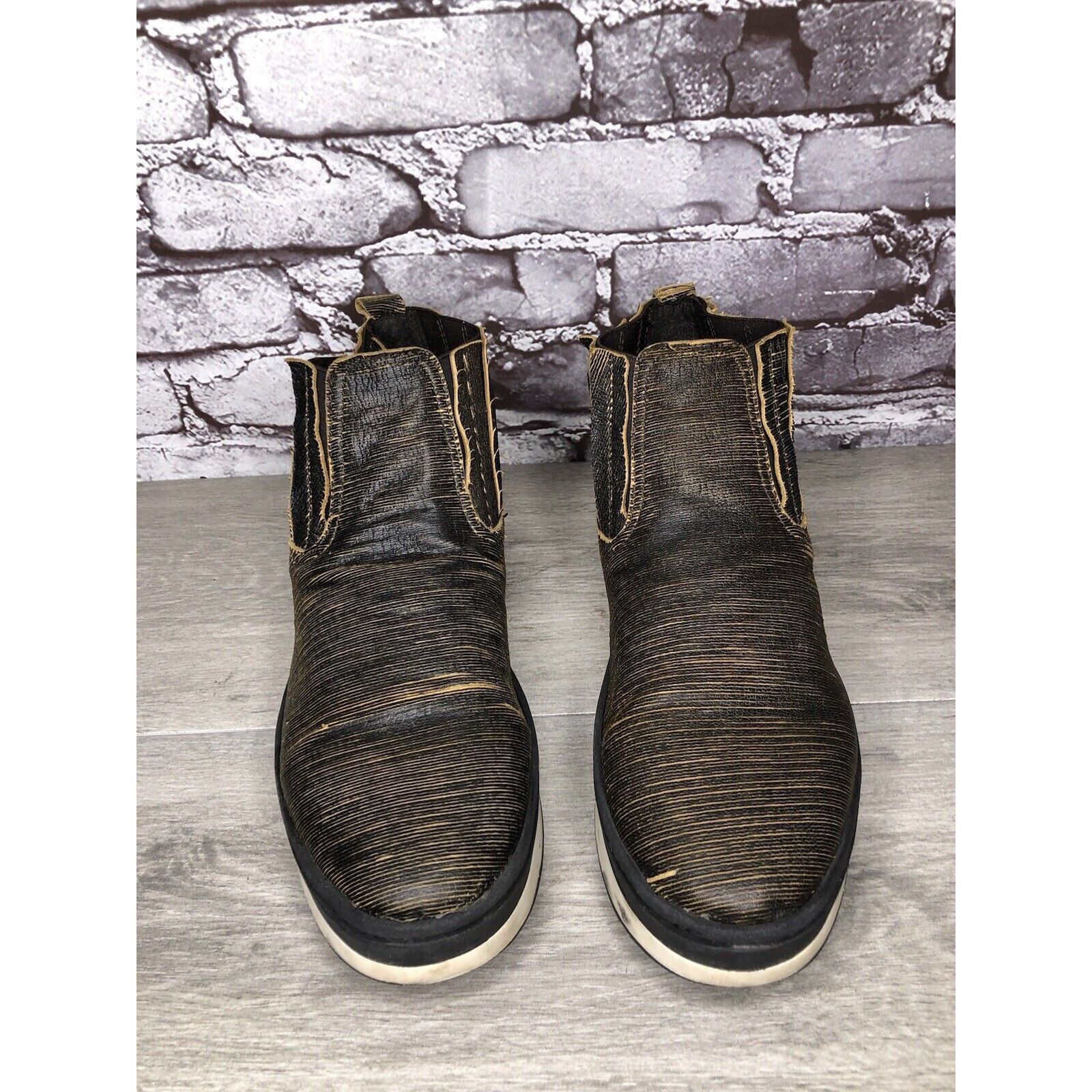 Free People Free People Black Leather Distressed Chelsea Booties Boots W Size US 10.5 / IT 40.5 - 9 Thumbnail