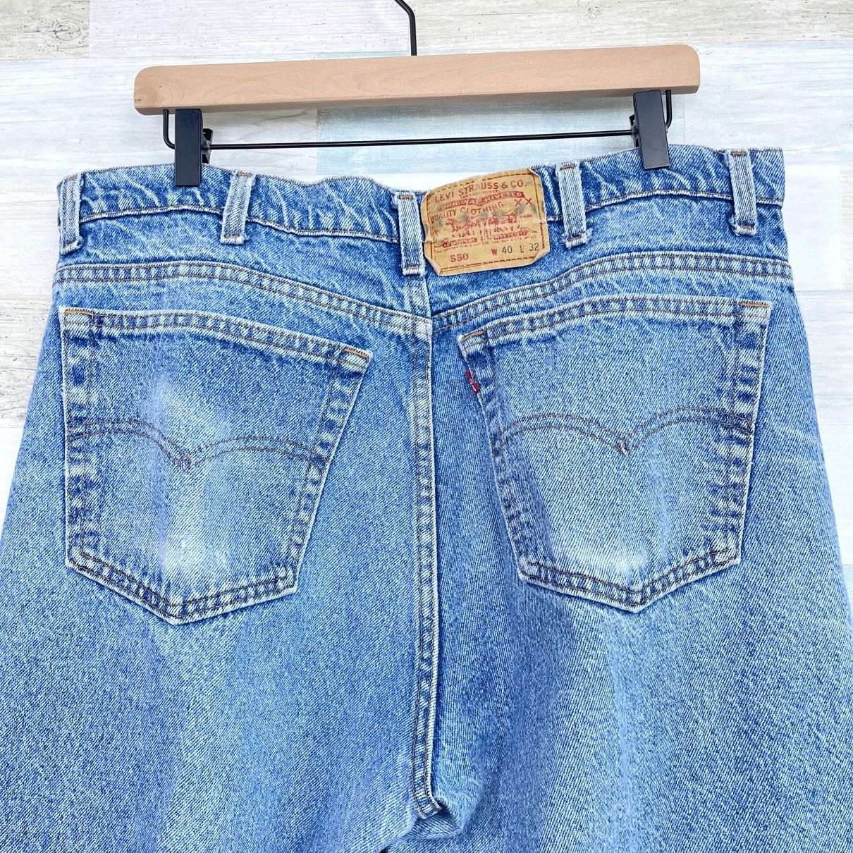 Levi's Levis Vintage 550 Rigid Jeans Blue Distressed USA Mens 40X28 Size 40" / US 18 - 5 Thumbnail