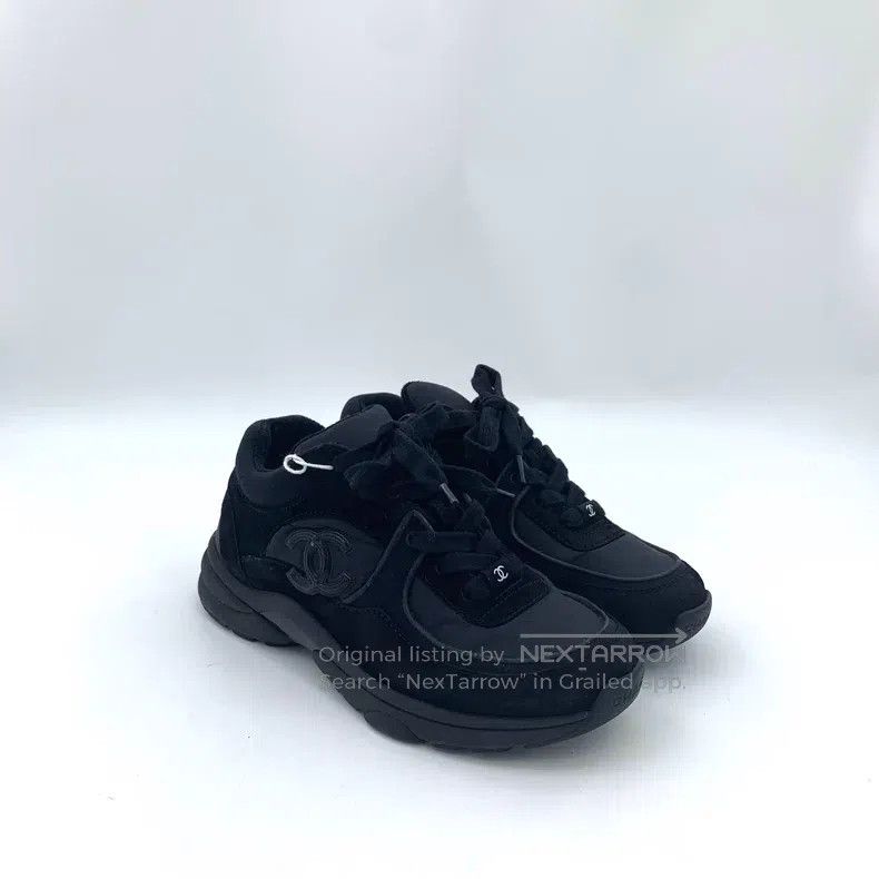 Chanel Chanel Black double C logo lacing casual flat sneakers Size US 6.5 / IT 36.5 - 2 Thumbnail