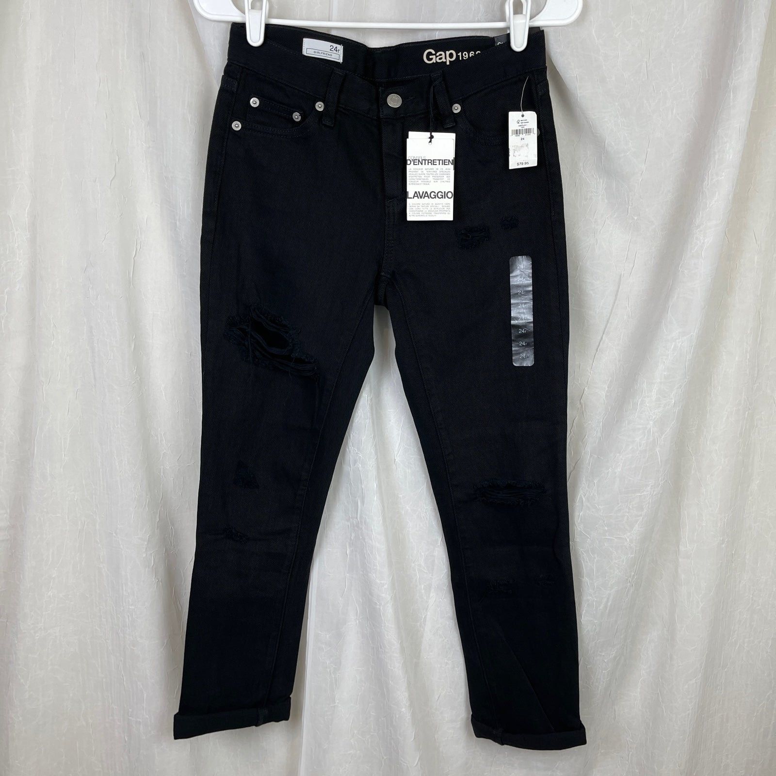 Gap Gap 1969 Black Ripped Girlfriend Denim Jeans Size 24r NWT Size 24" / US 00 / IT 34 - 1 Thumbnail