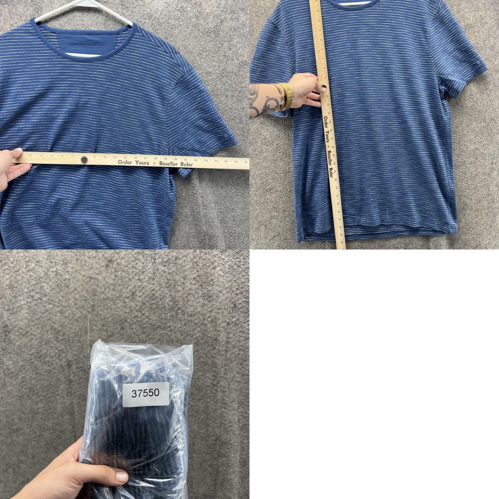 John Varvatos John Varvatos Shirt Mens Large Blue Stripe Crewneck Soft Knit Casual Tee Size US L / EU 52-54 / 3 - 8 Thumbnail
