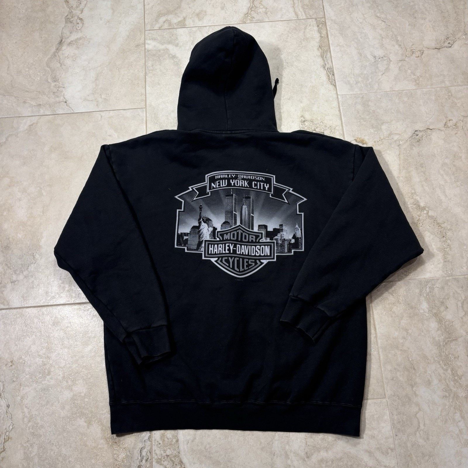 Harley Davidson Vintage Harley Davidson Full Zip Hoodie Sweatshirt New York Size US L / EU 52-54 / 3 - 1 Thumbnail