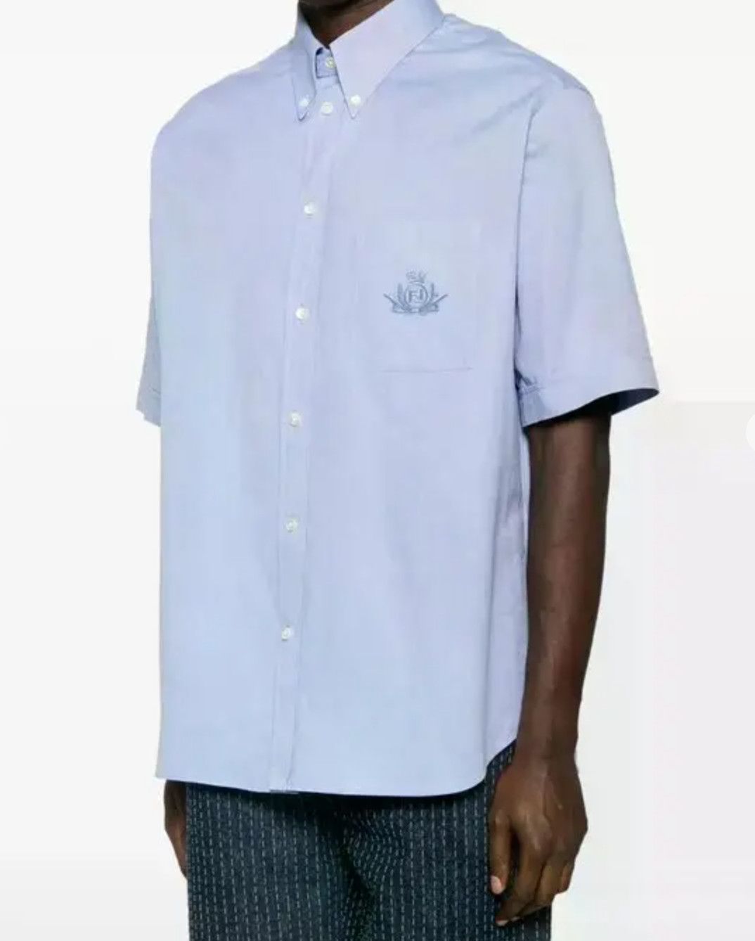 Fendi Fendi Light Blue Oxford Short-sleeve OS Shirt Size L Size US L / EU 52-54 / 3 - 1 Thumbnail