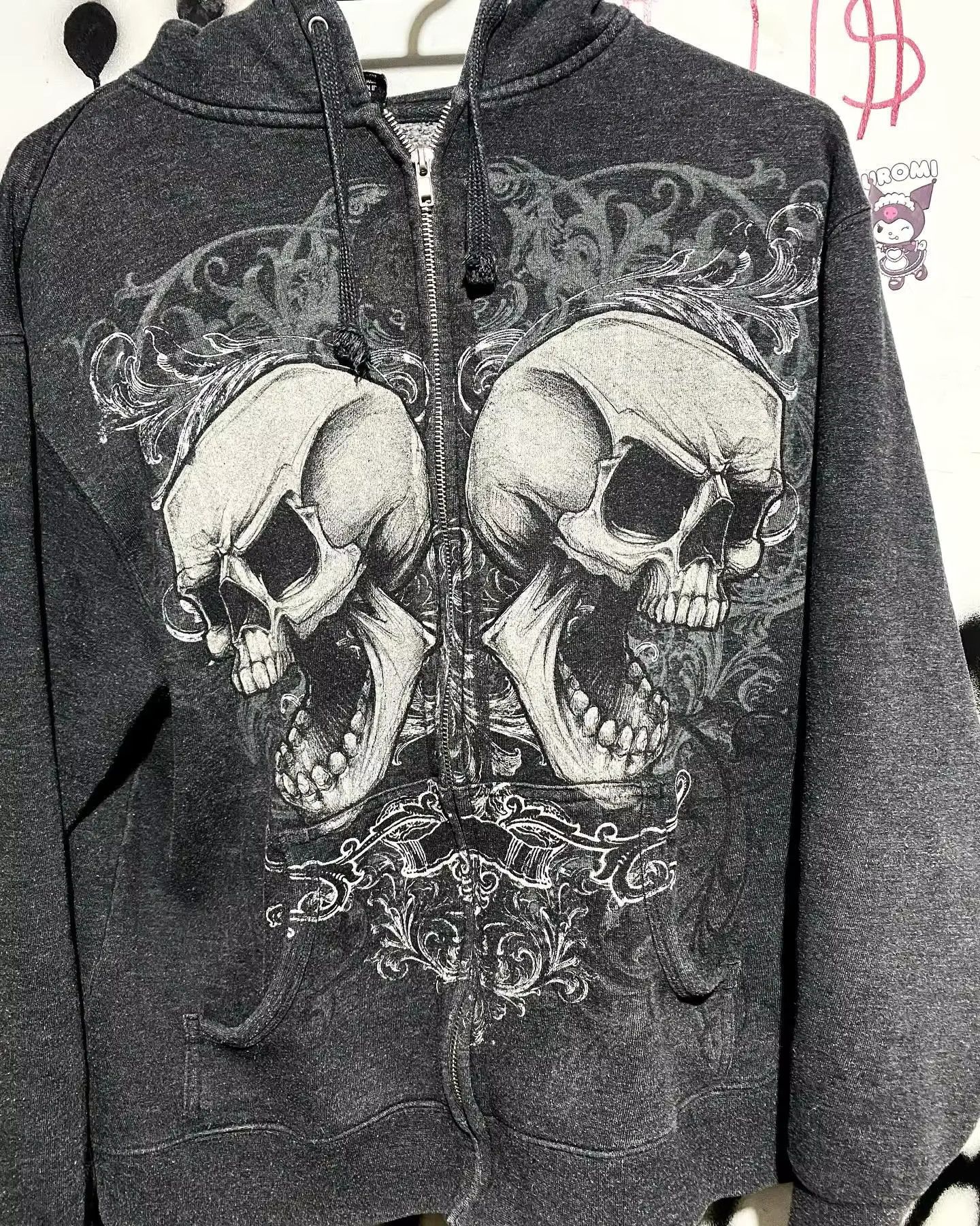 Japanese Brand Y2K Large Skull Zipper Hoodie Size US M / EU 48-50 / 2 - 2 Thumbnail