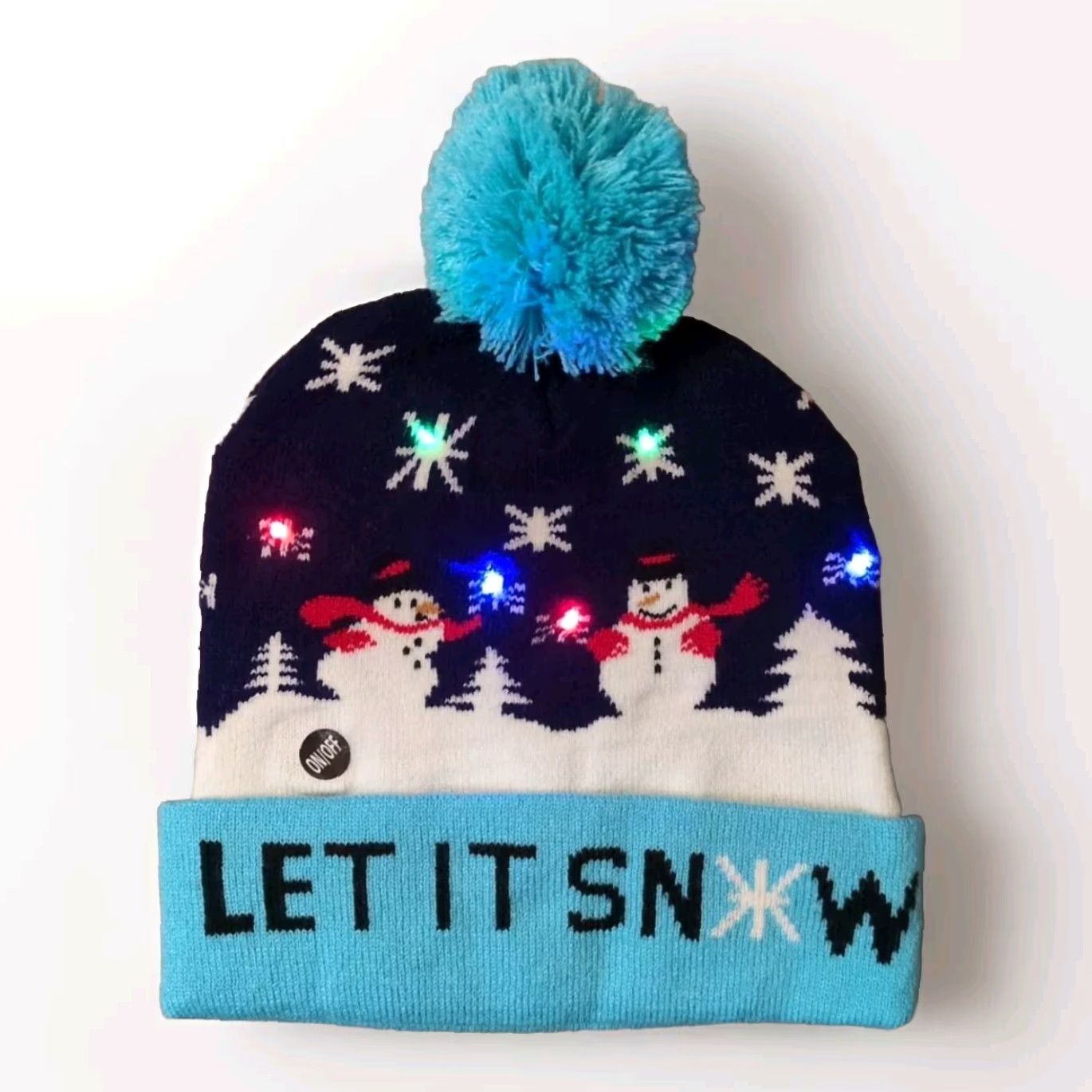 Vintage Lights Up Christmas Beanie Knit 3 Settings Adult NEW Frosty The Snowman Size ONE SIZE - 6 Thumbnail