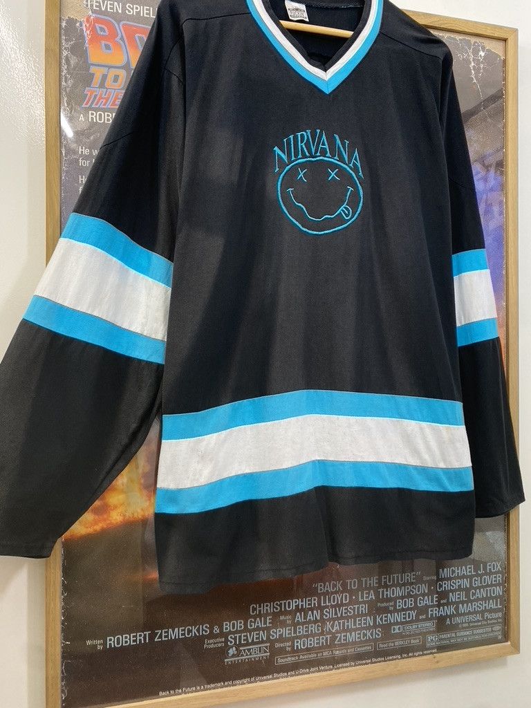 Nirvana 90s Nirvana Smiley Face Hockey Style Band Promo Long Sleeve Size US XL / EU 56 / 4 - 4 Thumbnail