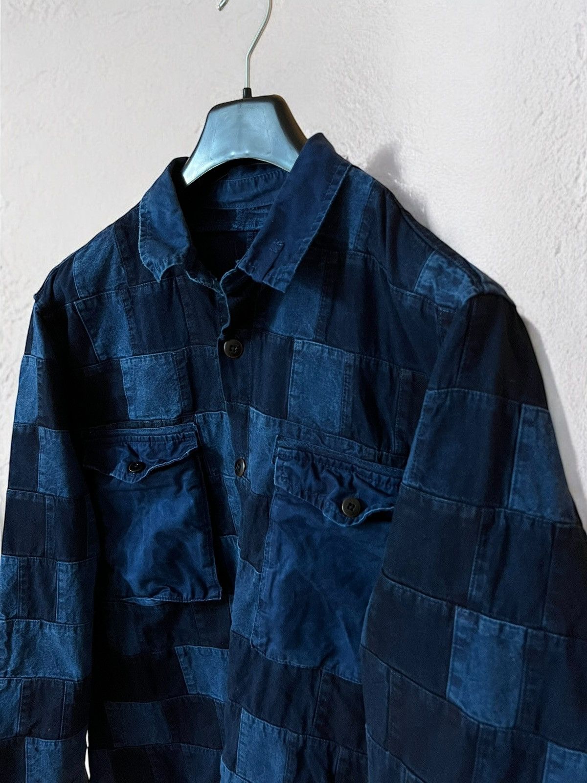 Handmade × Vintage VINTAGE PATCHWORK DENIM SHIRT JACKET OVERSHIRT JEAN y2k Size US L / EU 52-54 / 3 - 4 Thumbnail