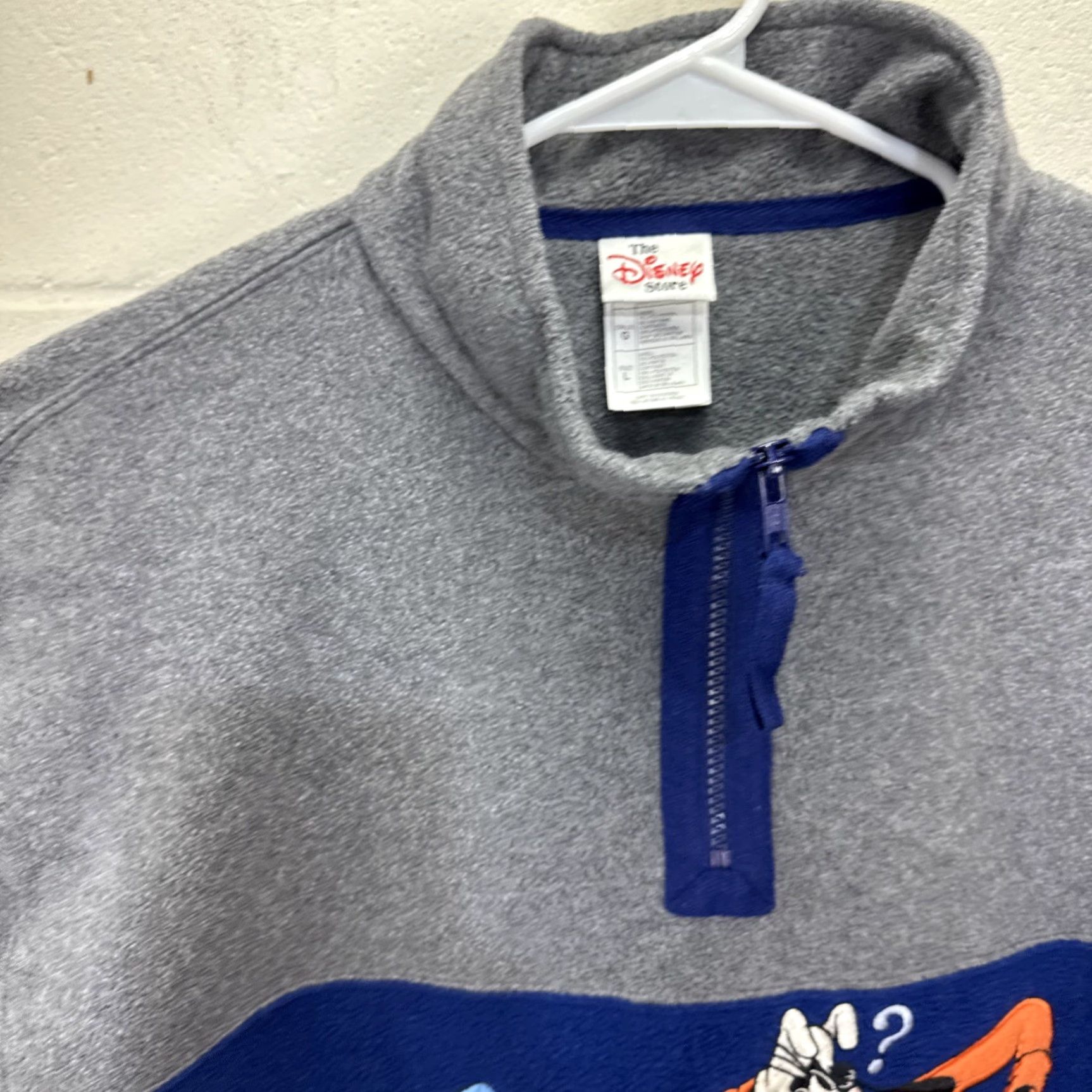 Disney VINTAGE Disney Store Mickey Goofy Donald Pluto Gray Fleece 1/4 Zip Pullover L Size US L / EU 52-54 / 3 - 6 Thumbnail
