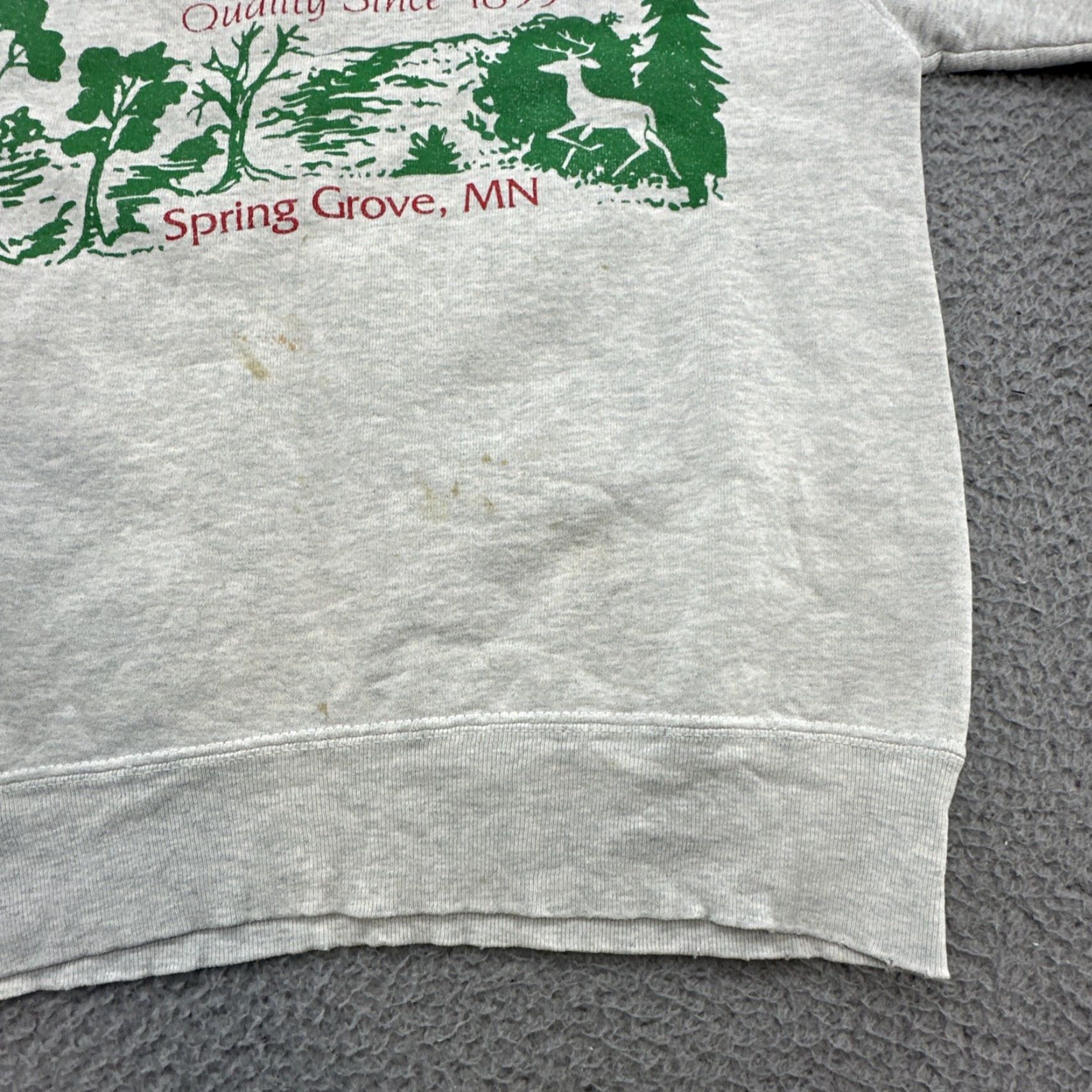Fruit Of The Loom VINTAGE 80s 90s Spring Grove Soda Pop MN Sweatshirt Distressed Thrashed USA Rare Size US S / EU 44-46 / 1 - 2 Thumbnail