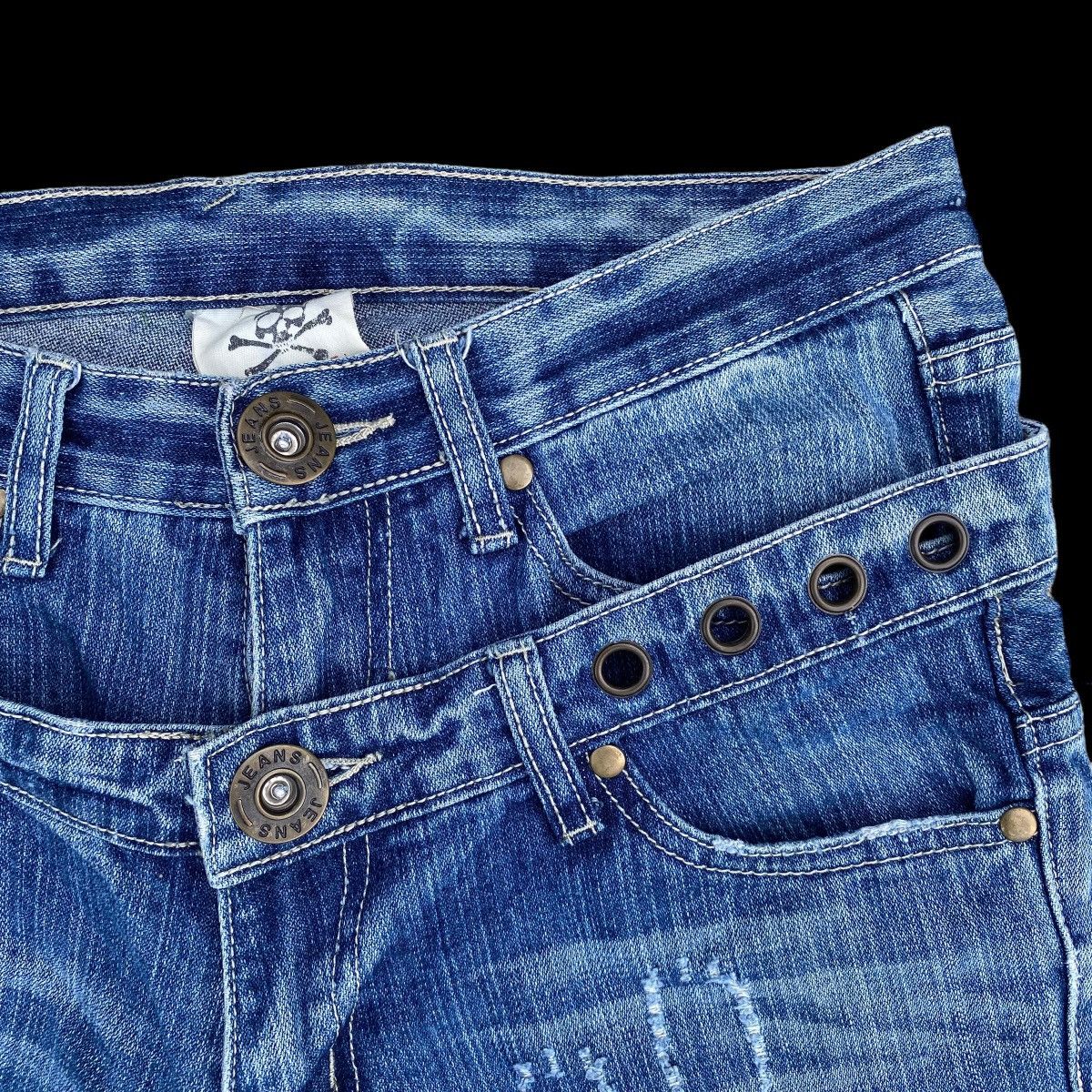 Hysteric Glamour × Japanese Brand Crazy Double Waist Thrashed Denim Jeans Size US 31 - 16 Thumbnail