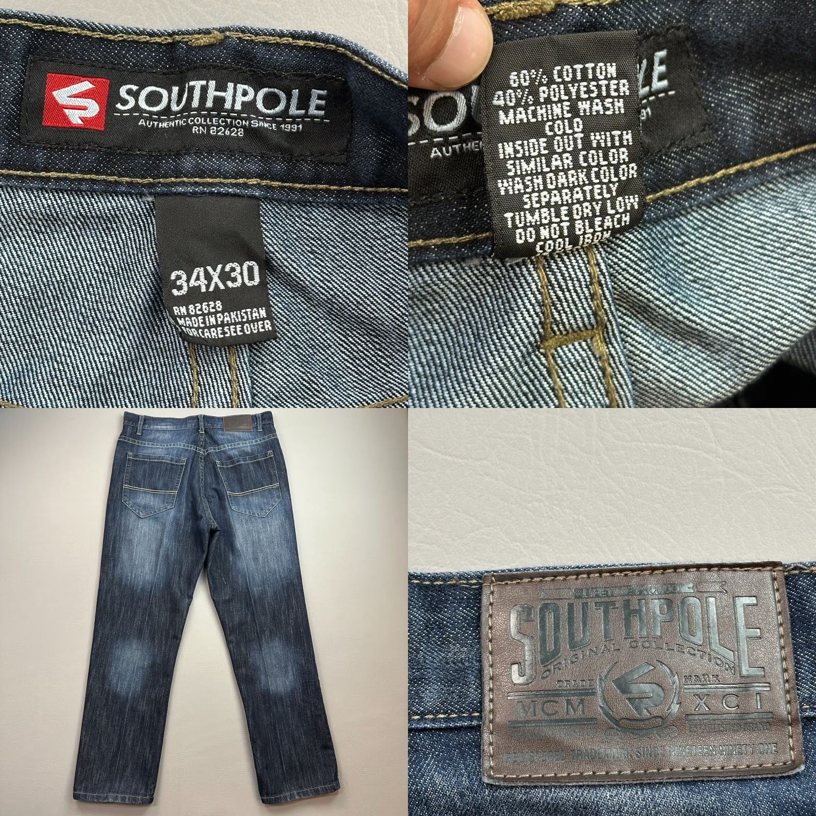 Southpole VINTAGE Southpole Jeans Mens 34x30 Blue Dark Wash Denim Hip Hop Streetwear Y2K 90s Gothic Grunge Logo Pockets Mens Size US 34 / EU 50 - 8 Thumbnail