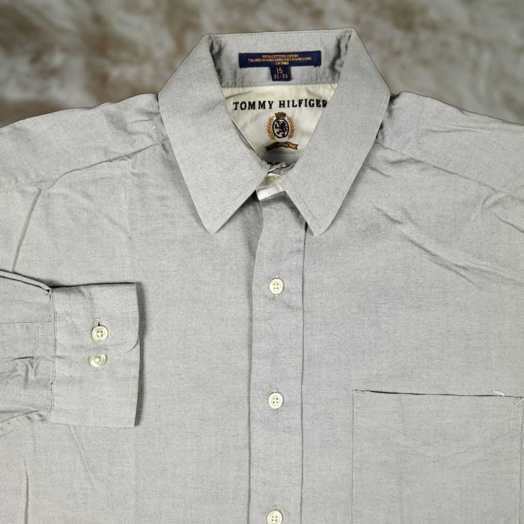 Tommy Hilfiger Tommy Hilfiger Shirt Mens 15 Gray Dress Button Up Long Sleeve Size 40R - 1 Thumbnail