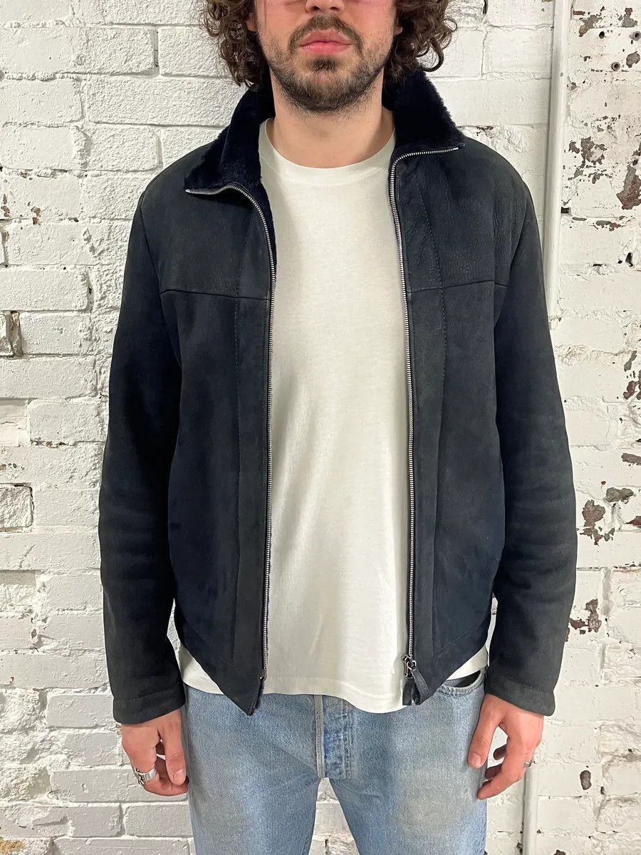 Emporio Armani 2010s Emporio Armani Black Shearling Avanat-Garde Leather Jacket Size US M / EU 48-50 / 2 - 2 Thumbnail
