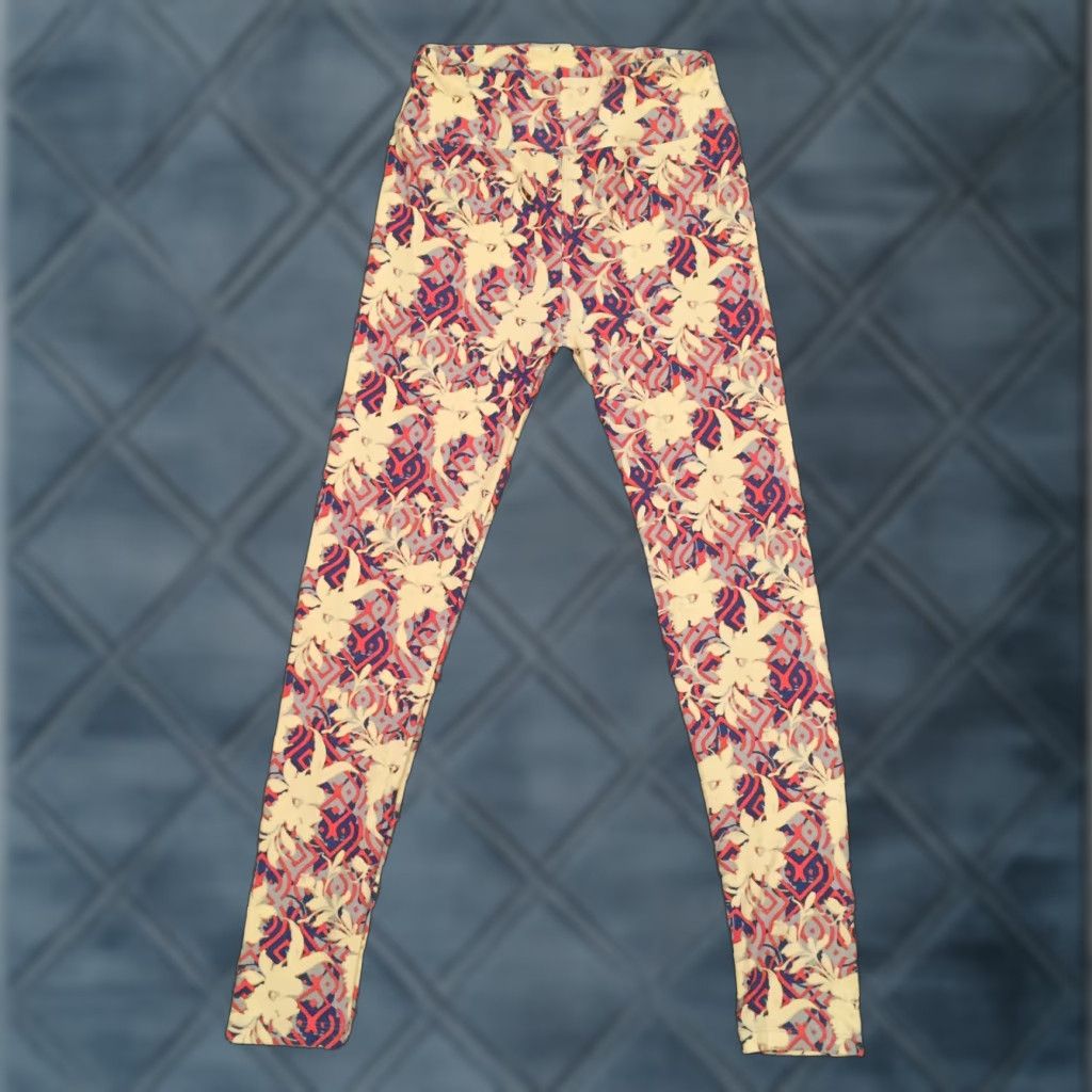 Vintage VINTAGE LuLaRoe One Size OS Yellow Floral Leggings NWOT Size 42" / US 20 - 1 Thumbnail