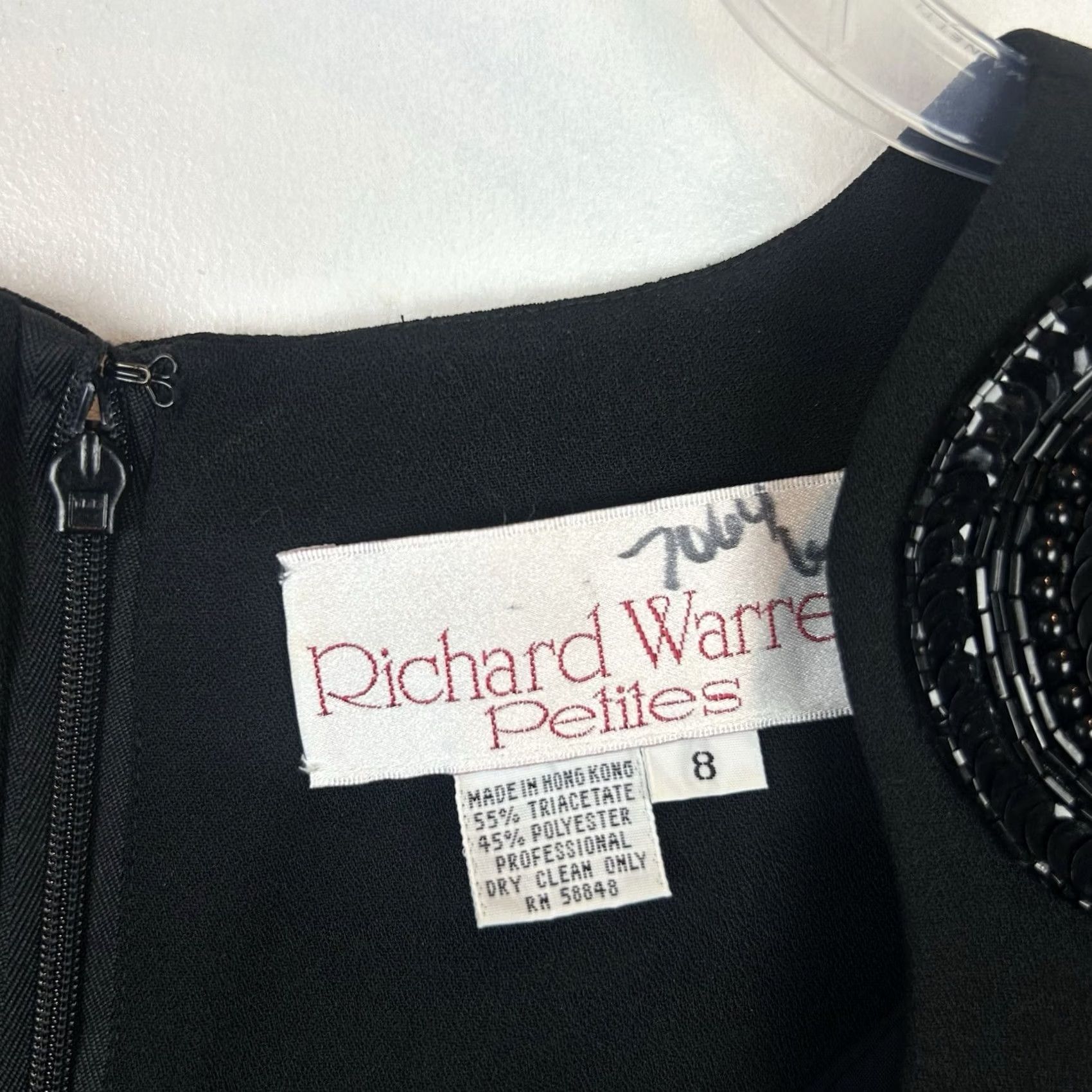 Vintage VINTAGE Warren Petites Dress Womens 8 80s Black Sequin Knee Cocktail Event Size M / US 6-8 / IT 42-44 - 3 Thumbnail