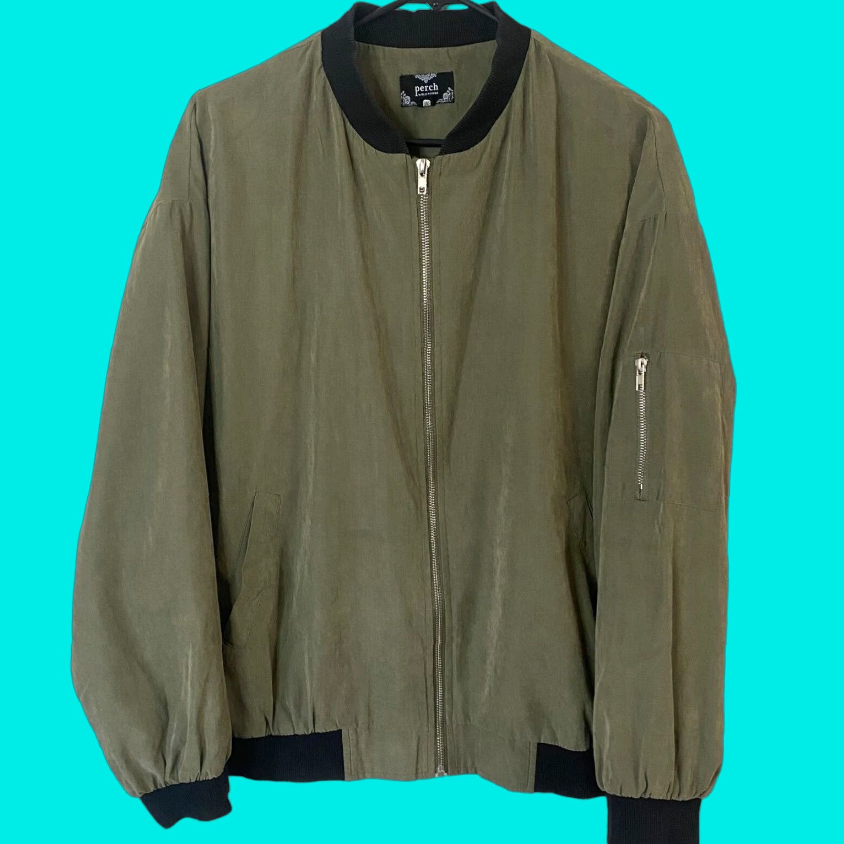 Vintage Perch By Blu Pepper Bomber Jacket Womens 2XL Green Full-Zip Casual Microsuede Size XXL / US 16-18 / IT 52-54 - 1 Thumbnail