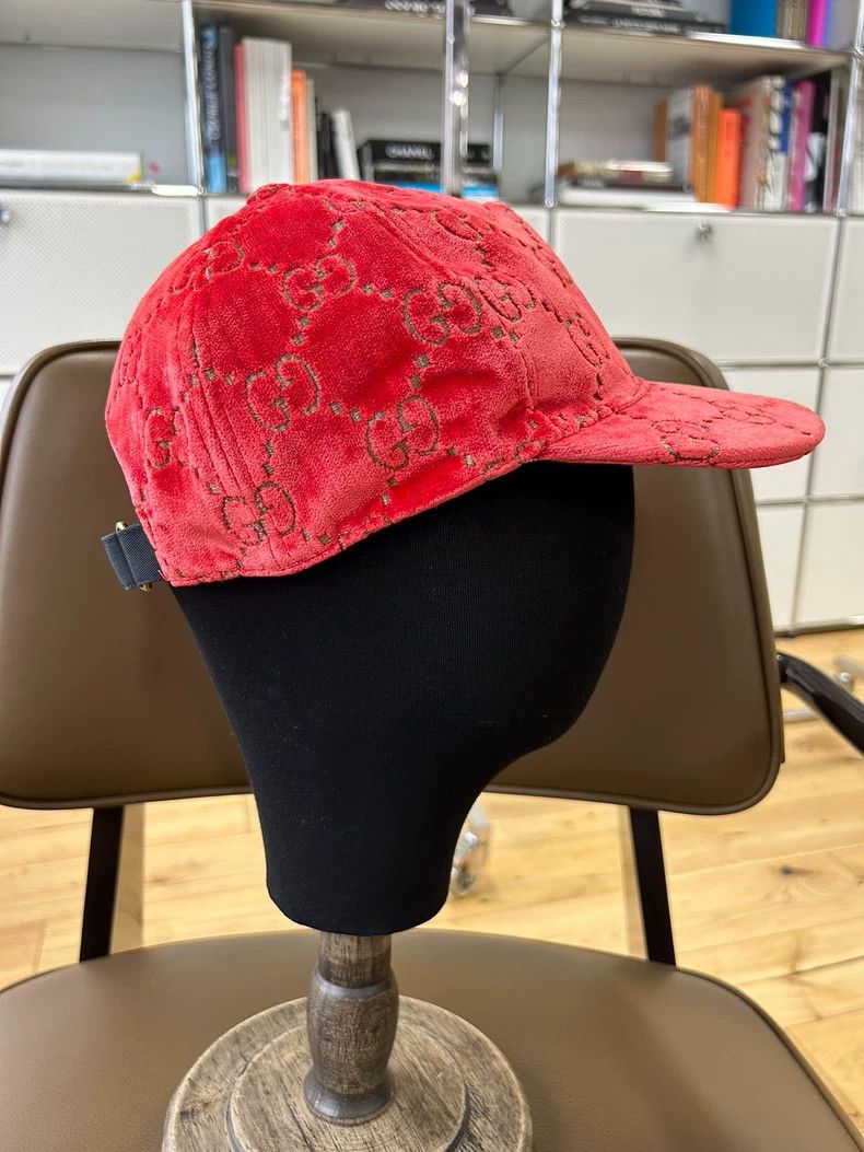 Gucci Gucci Red velvet cap 2501-Nextarrow Size ONE SIZE - 2 Thumbnail