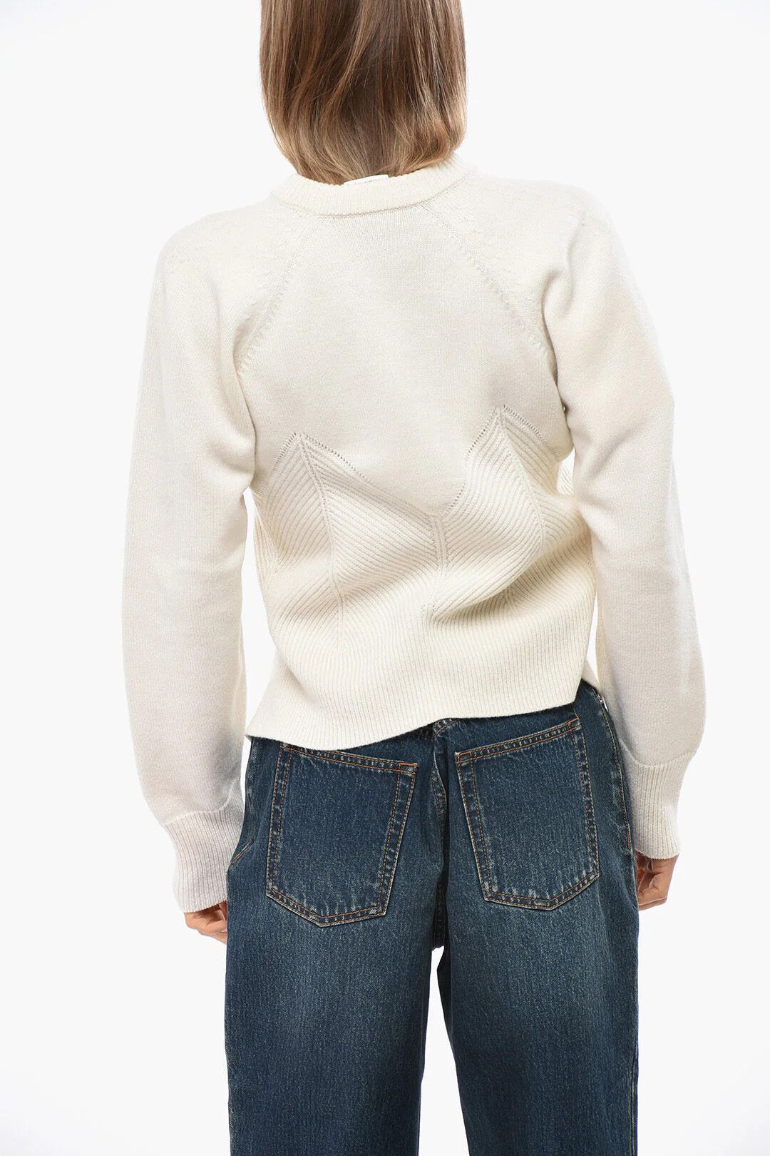 Alexander McQueen og1mm0426 Crewneck Chevron Corset Top in White Size M / US 6-8 / IT 42-44 - 2 Thumbnail