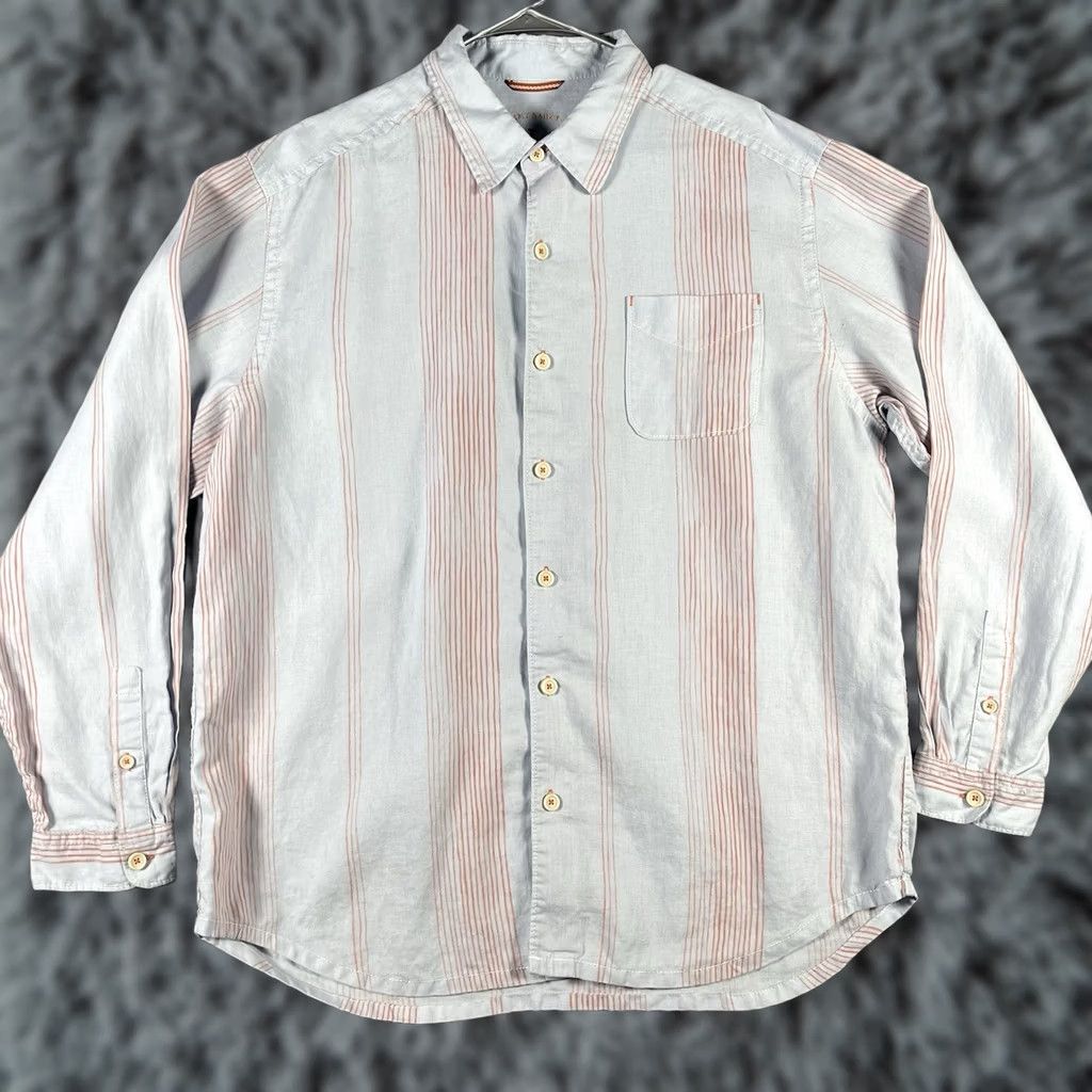 Tommy Bahama VINTAGE Tommy Bahama Relax Shirt Men XL Blue Orange Stripes Camp Button-Up Linen Beach Hawaiian Size US XL / EU 56 / 4 - 1 Thumbnail