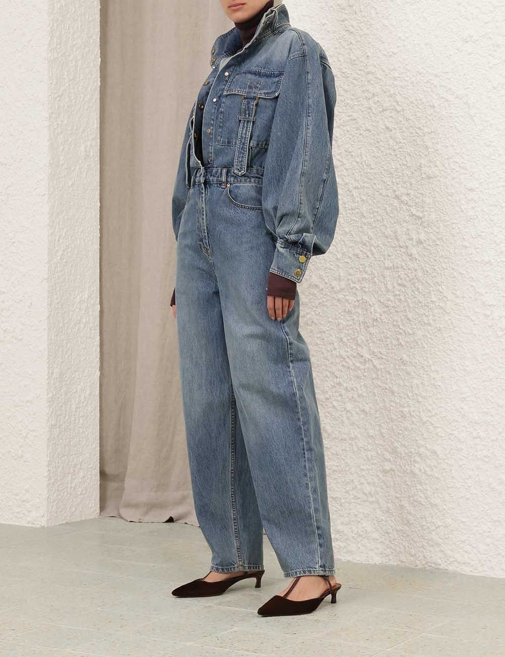 Zimmermann oc11z0925 Illustration Denim Boilersuit in Blue Size 30" / US 8 / IT 44 - 3 Thumbnail
