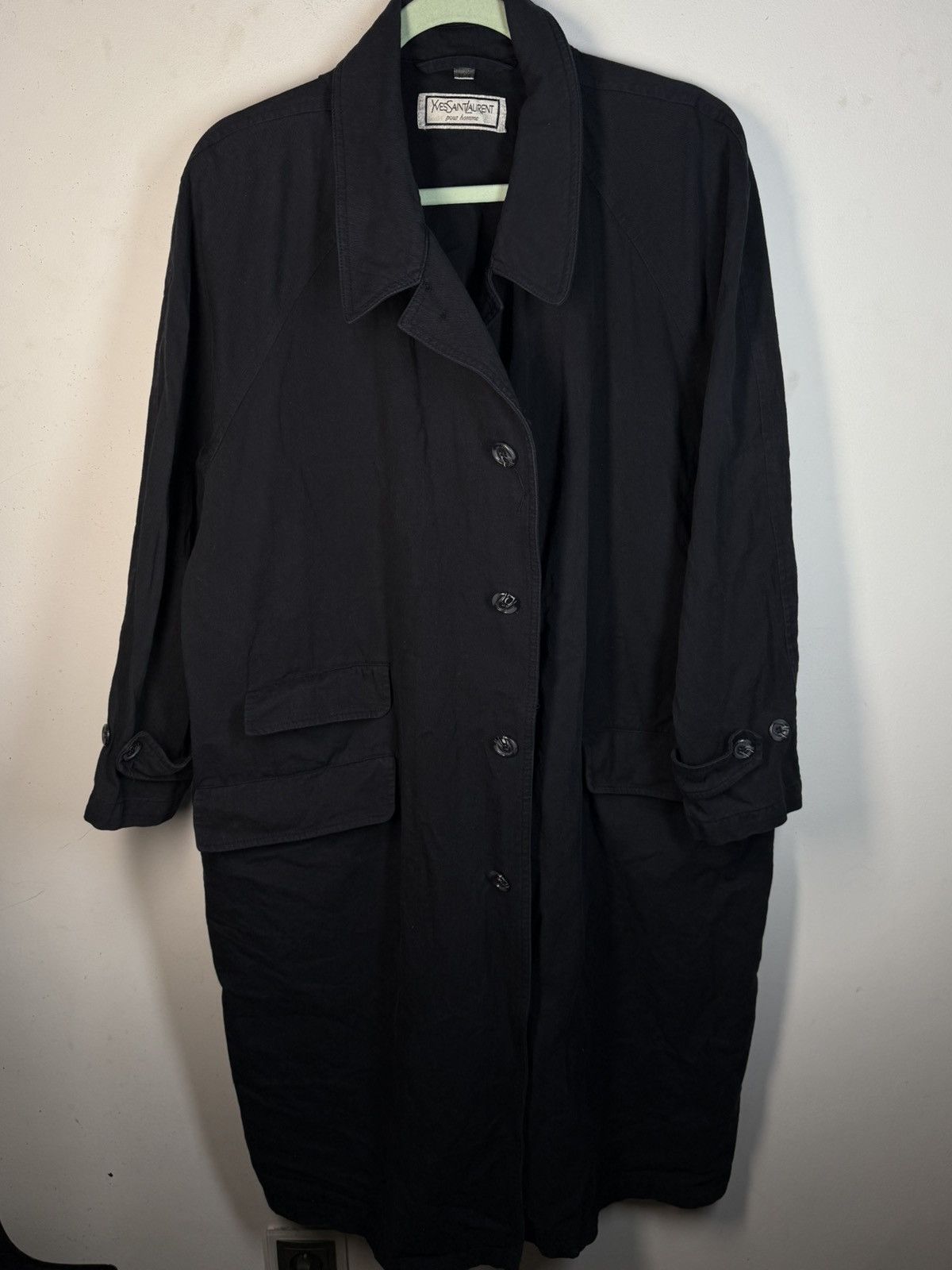 Yves Saint Laurent 1990’s YSL Trenchcoat Black/Navy YSL Coat Size US M / EU 48-50 / 2 - 2 Thumbnail